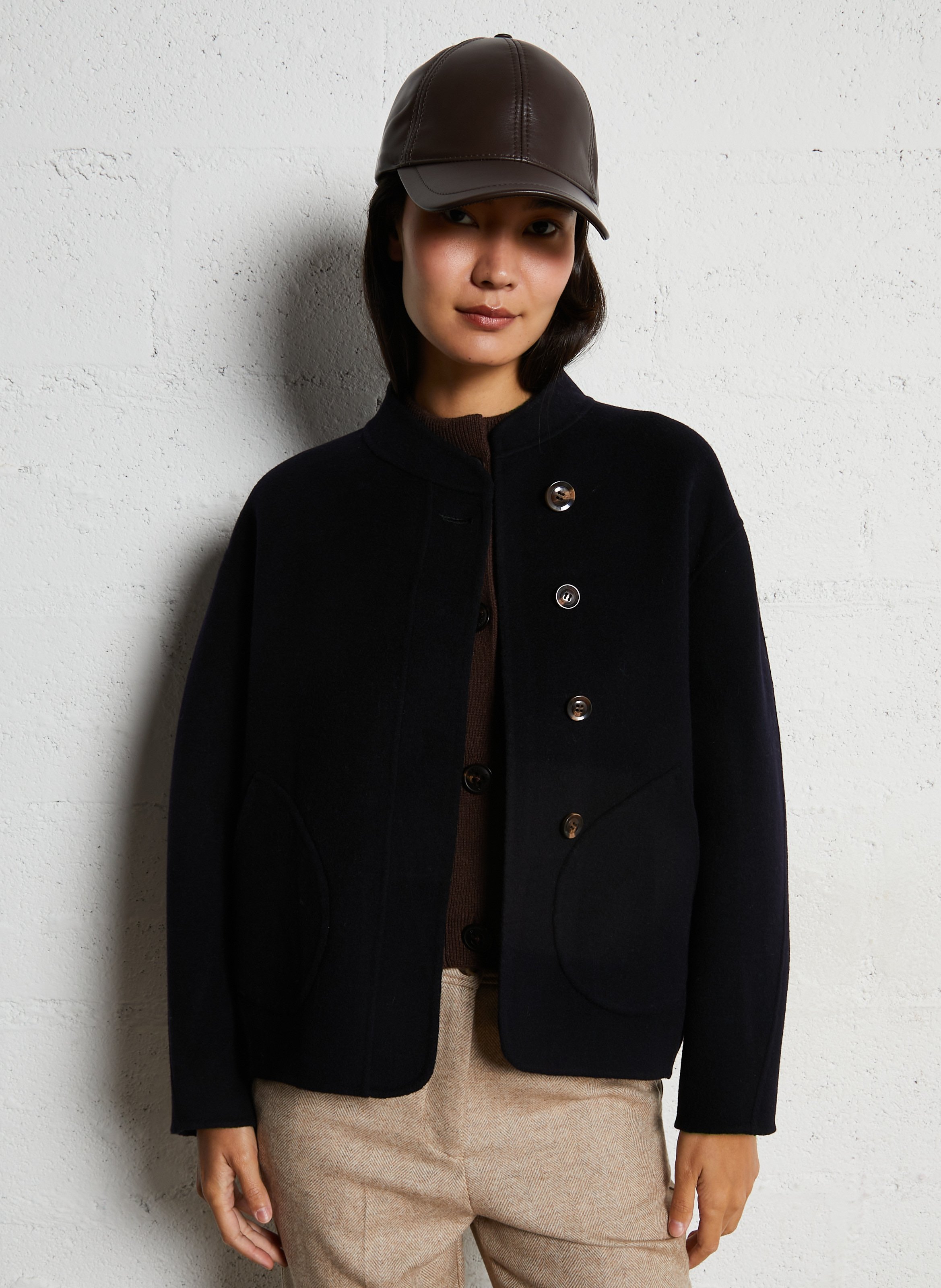 Manteau col rond en laine mélangée windsor SOEUR Bleu