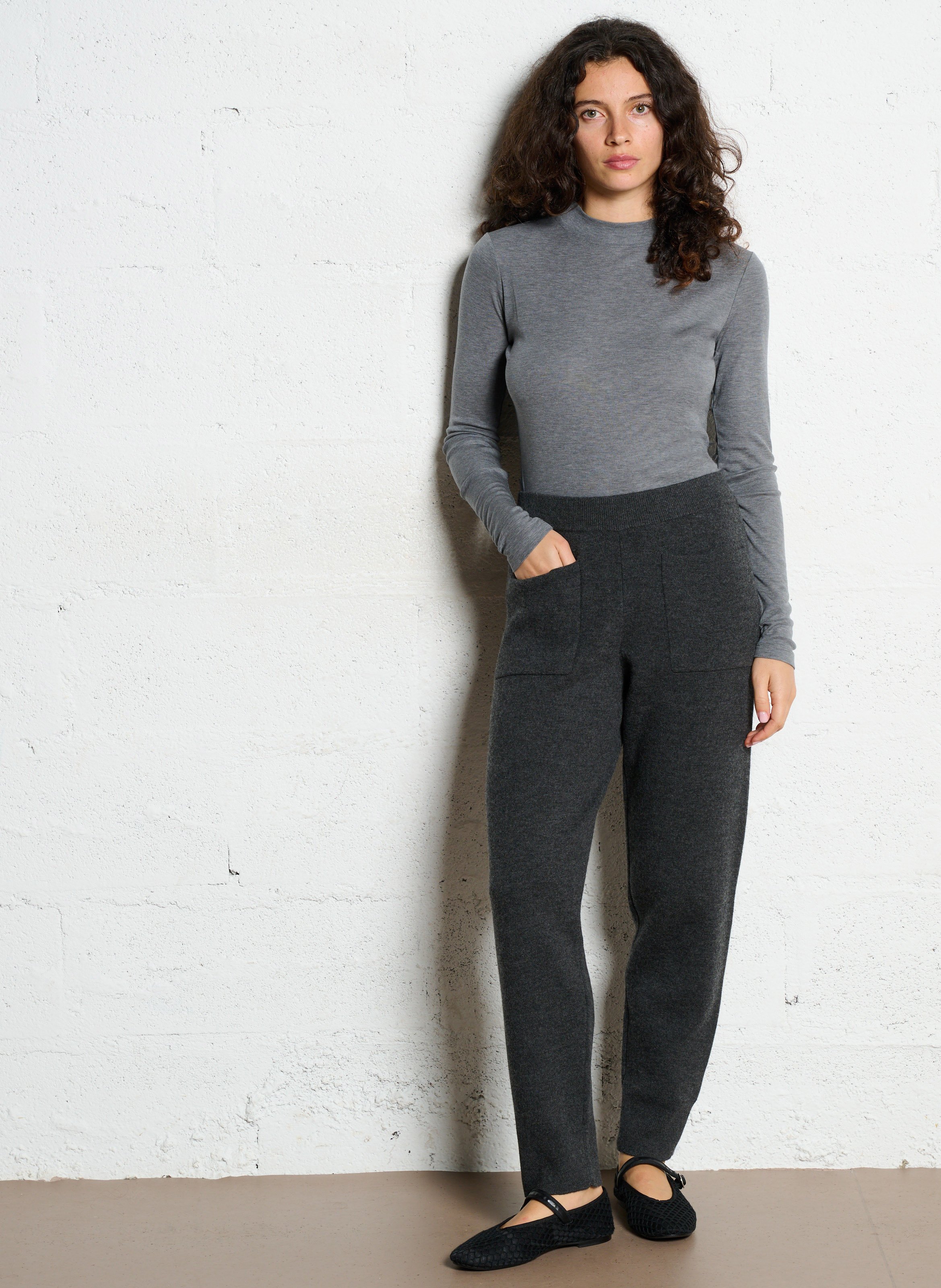 Tee-shirt manches longues fluide à col montant Flynn MAISON 123 Gris