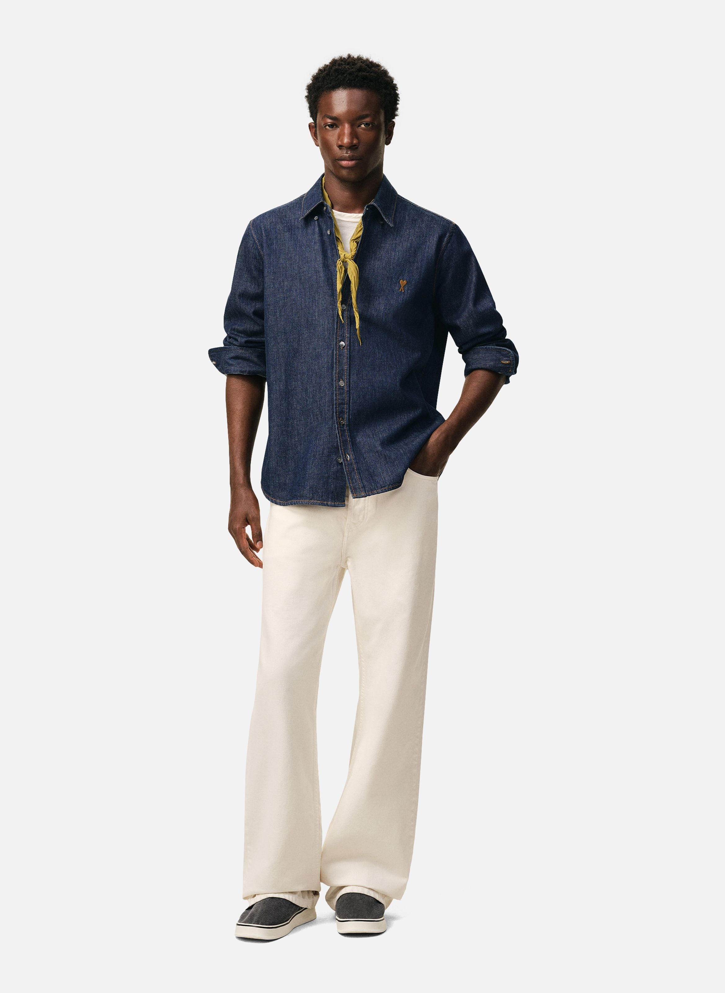 Chemise denim ami de coeur unisexe en coton AMI PARIS Bleu