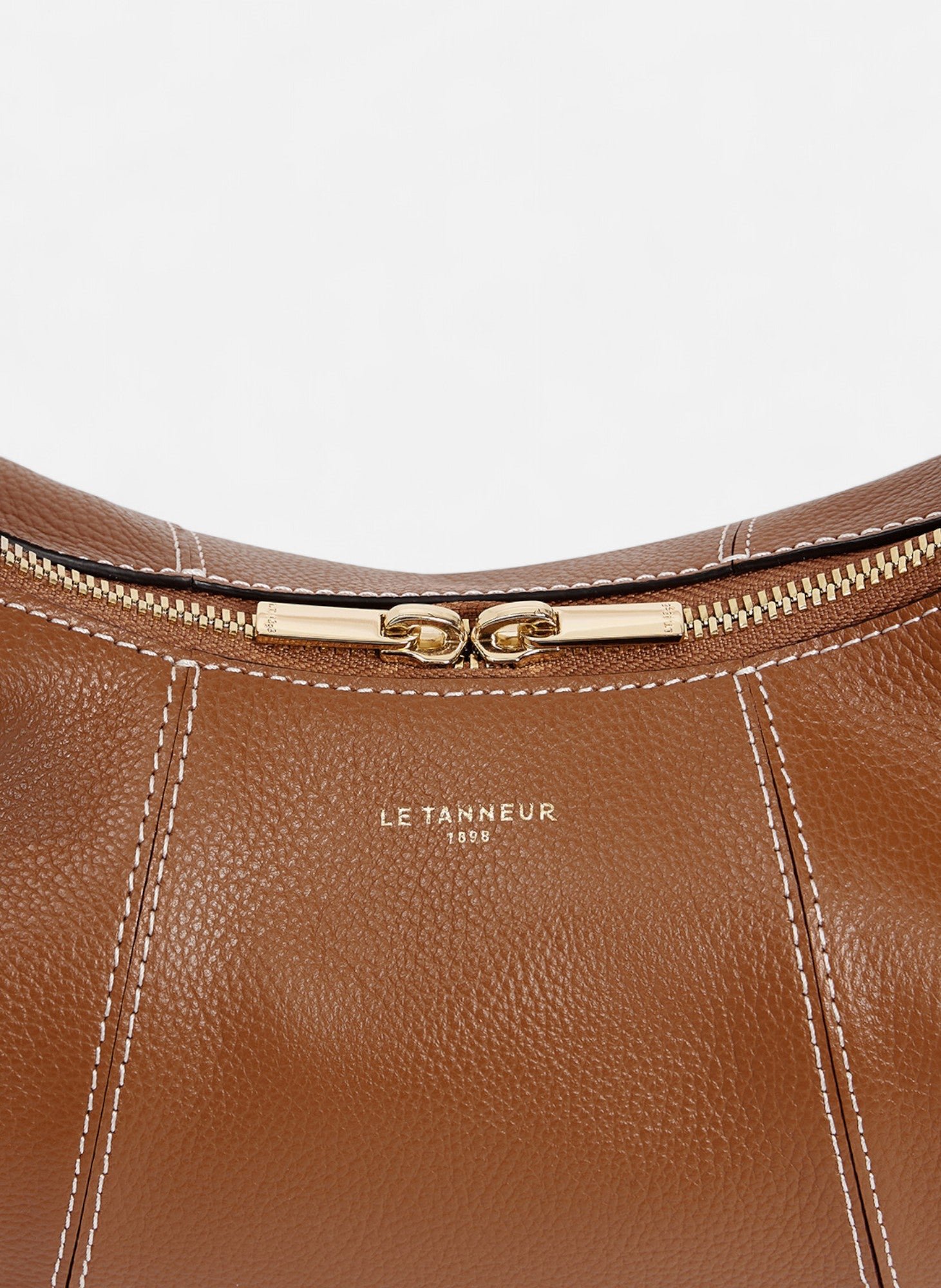 Petit sac hobo juliette en cuir grainé LE TANNEUR Marron