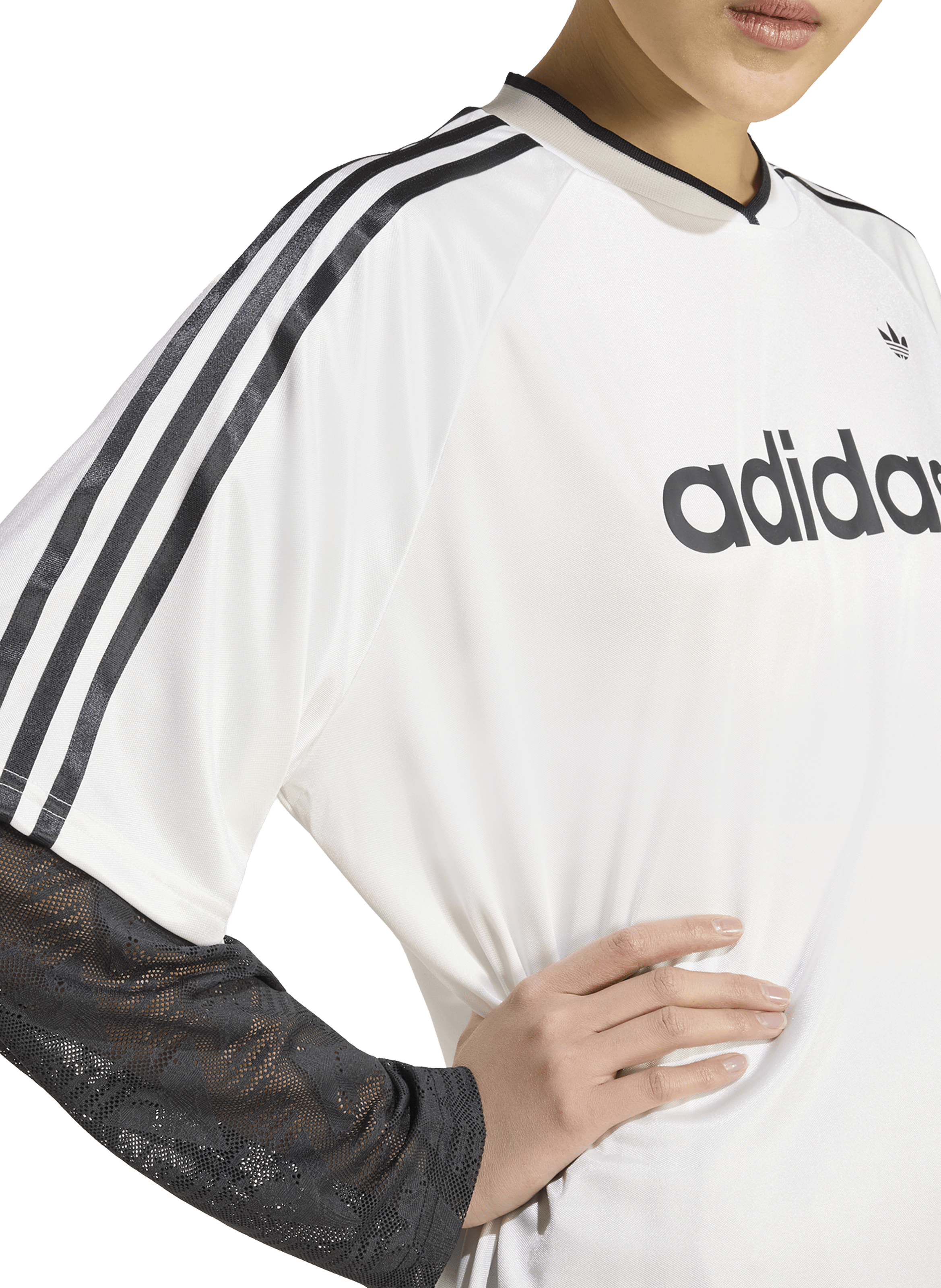 T-shirt with contrasting long sleeves lining ADIDAS White