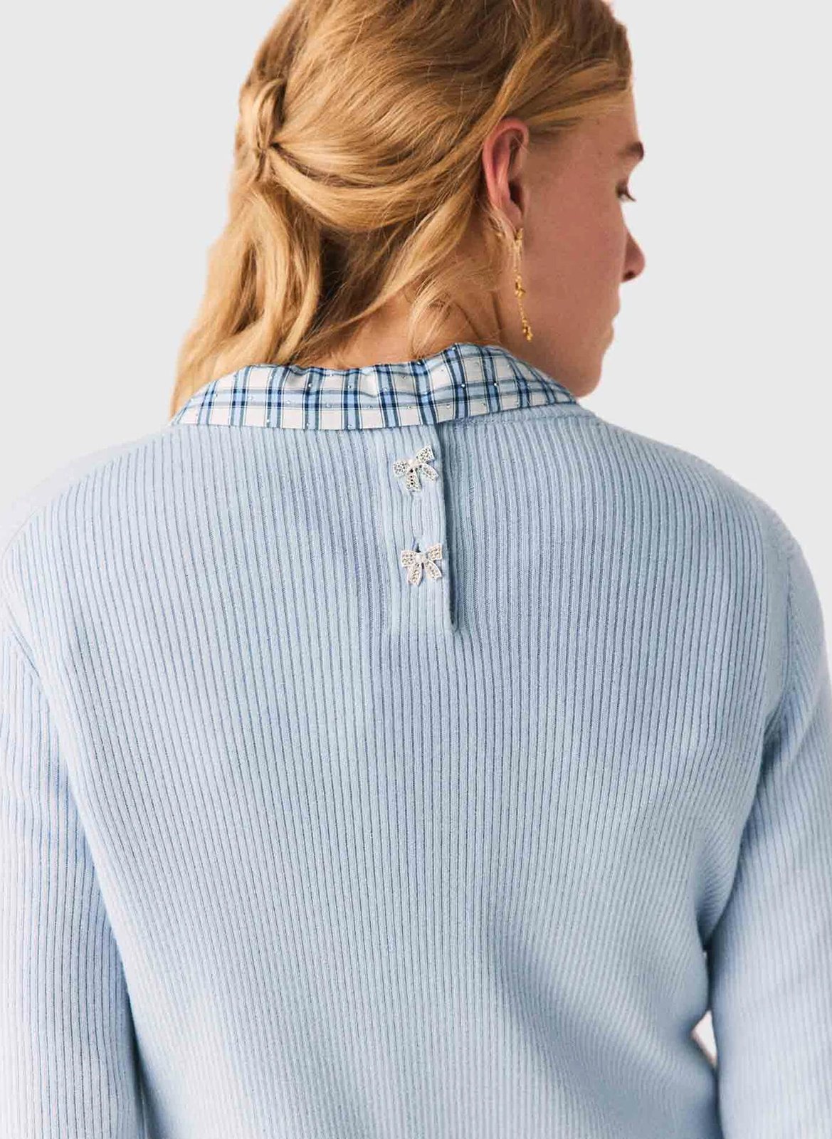 Pull côtelé uni en laine MAJE Bleu