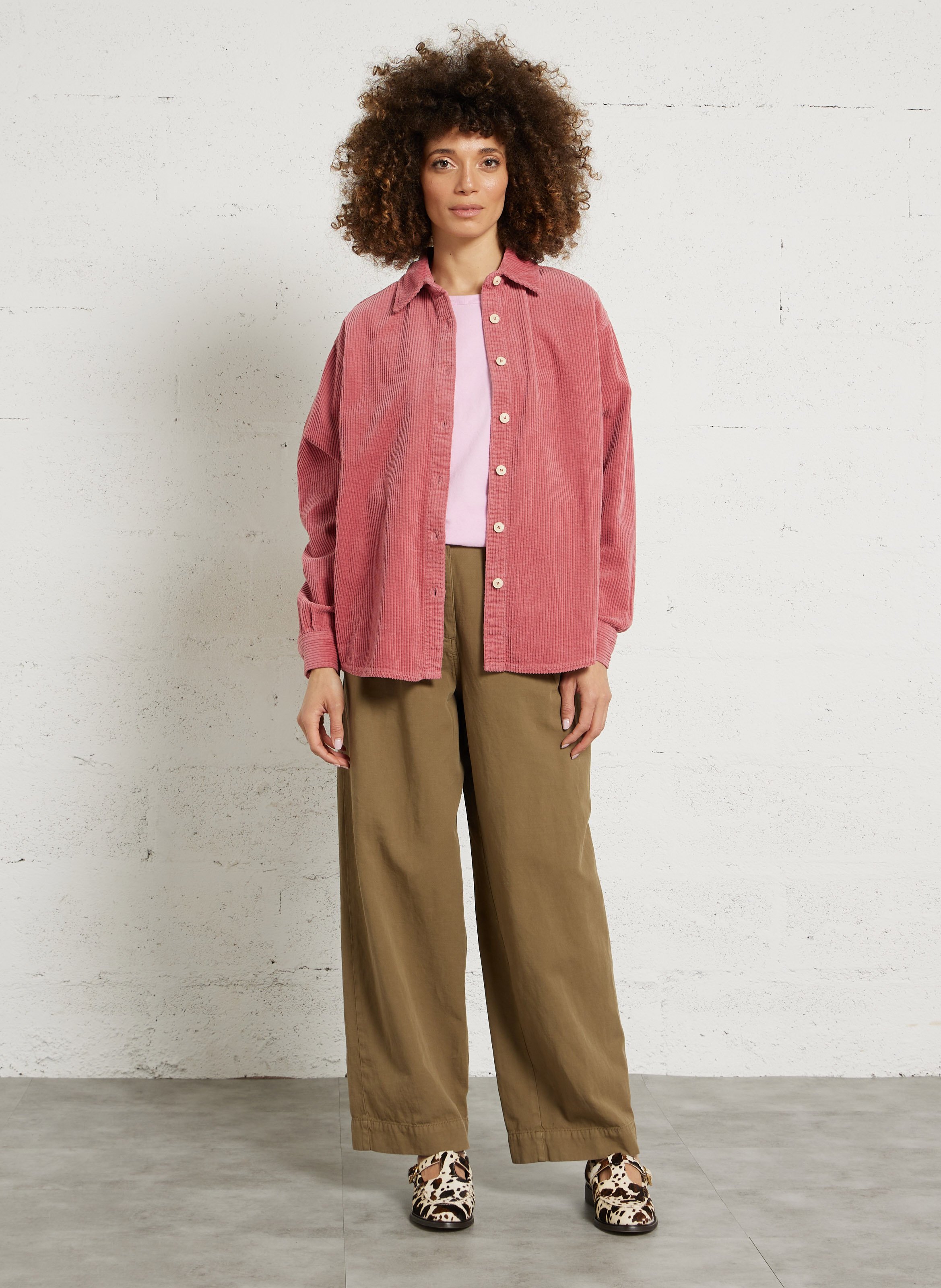 Surchemise col classique en velours côtelé padow AMERICAN VINTAGE Rouge