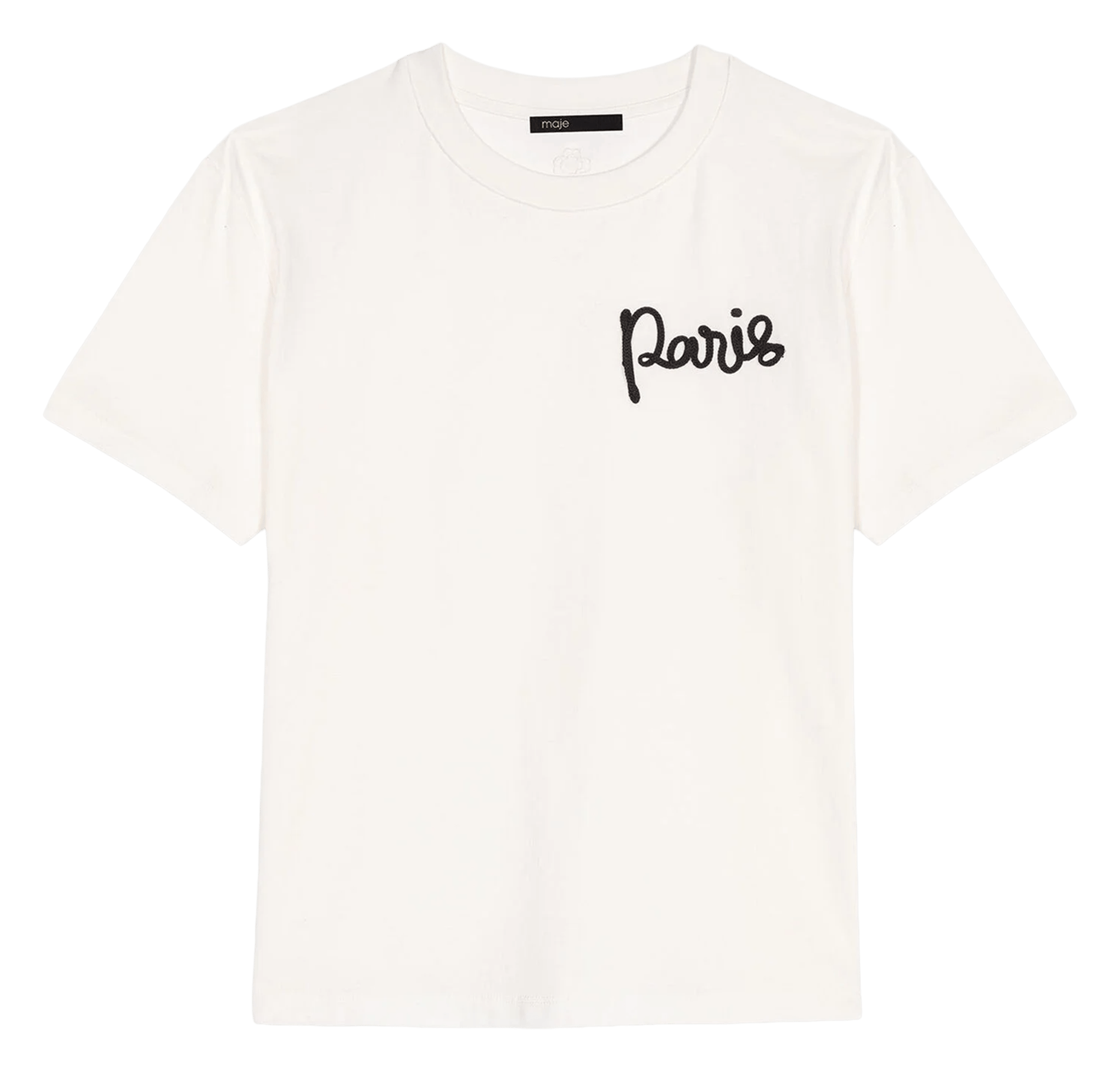 Tee-shirt droit à broderie en coton MAJE Blanc