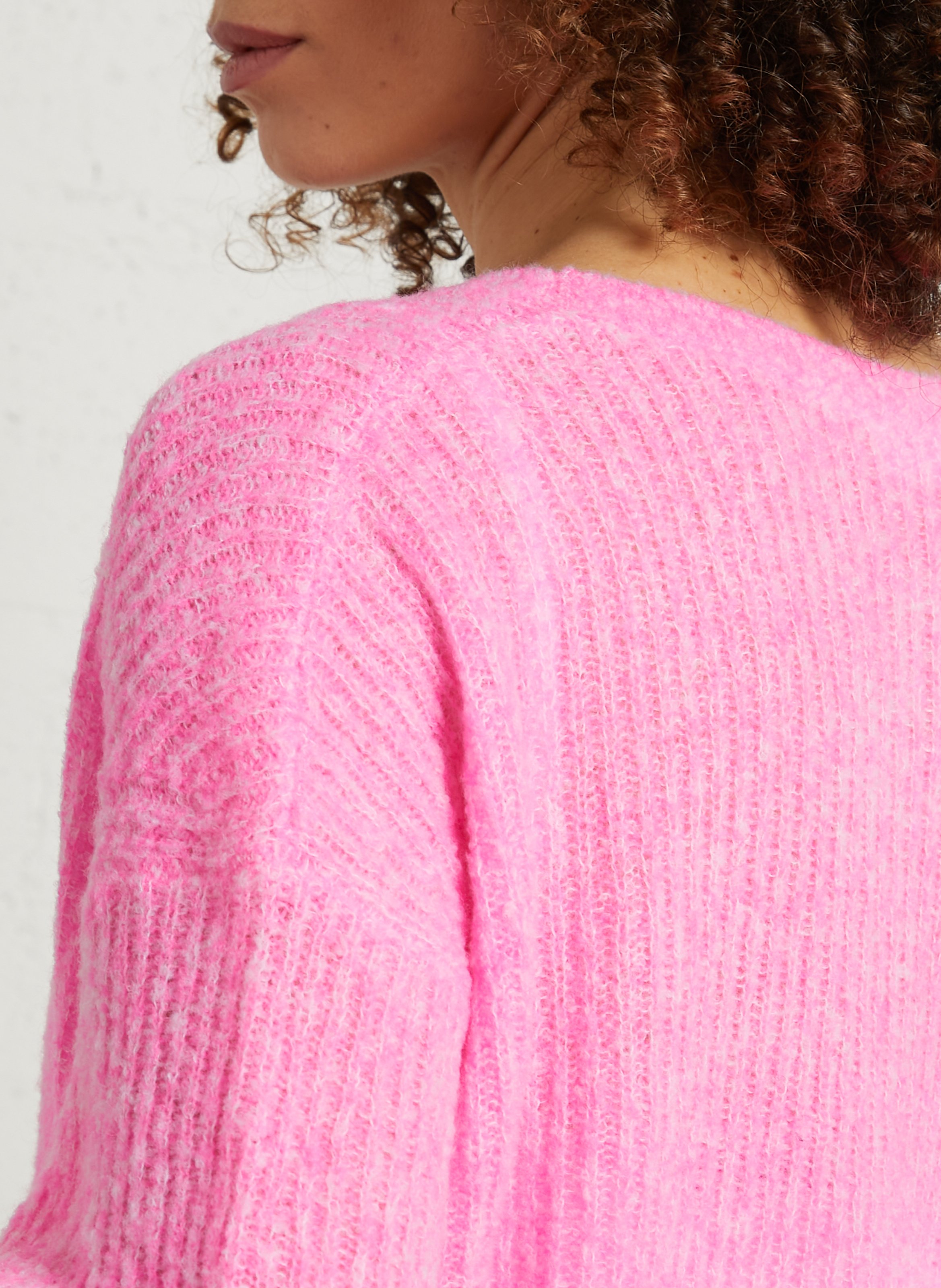 Gilet droit col v en laine mélangée nuggy AMERICAN VINTAGE Rose