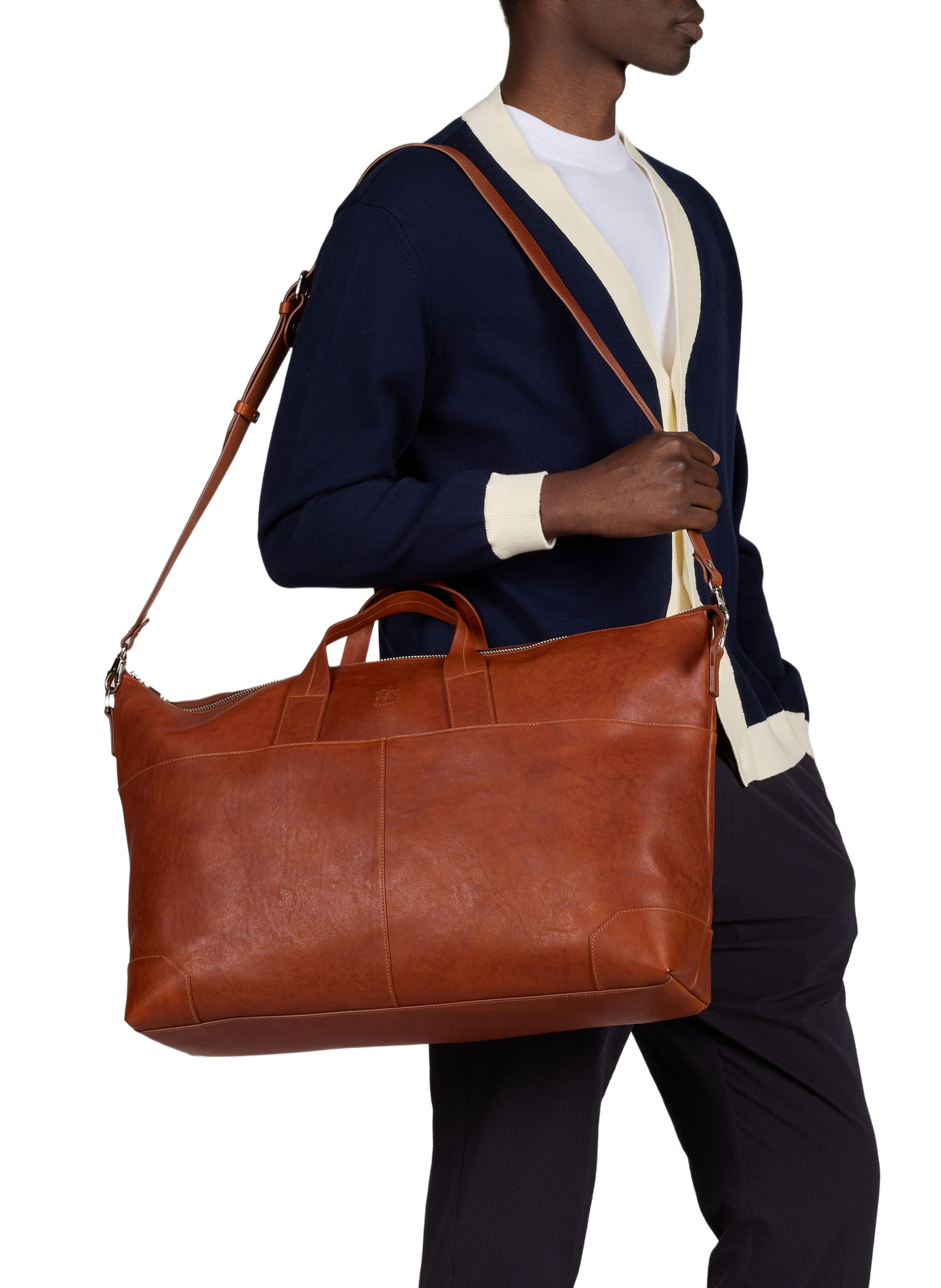 Sac de voyage en cuir IL BISONTE Marron