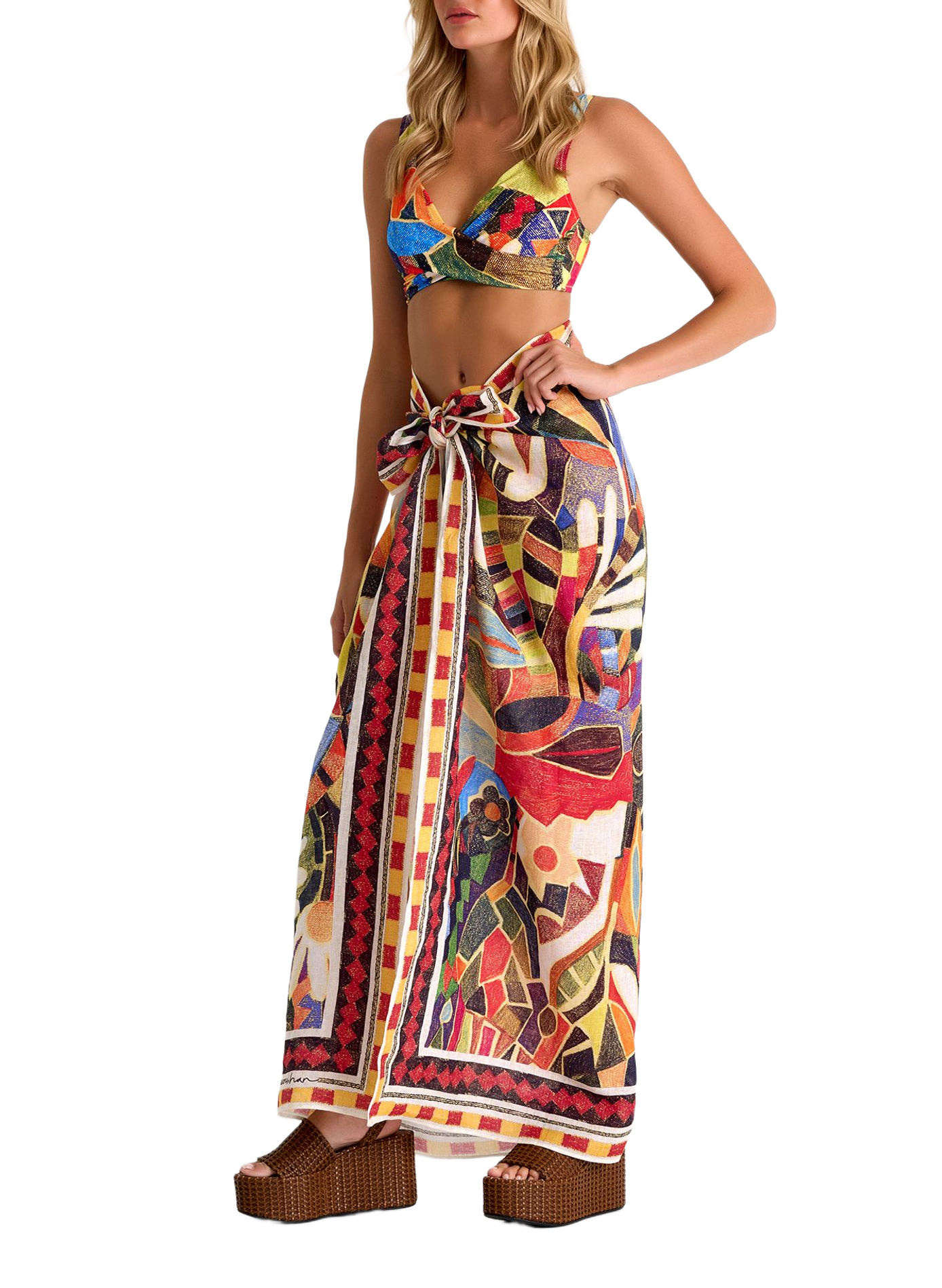 Haut de maillot de bain Classique plissé SHAN Multicolore