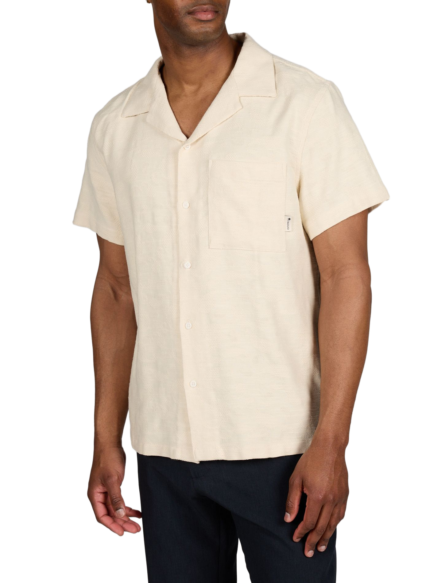 Straight short-sleeved shirt in blended cotton FAGUO Beige