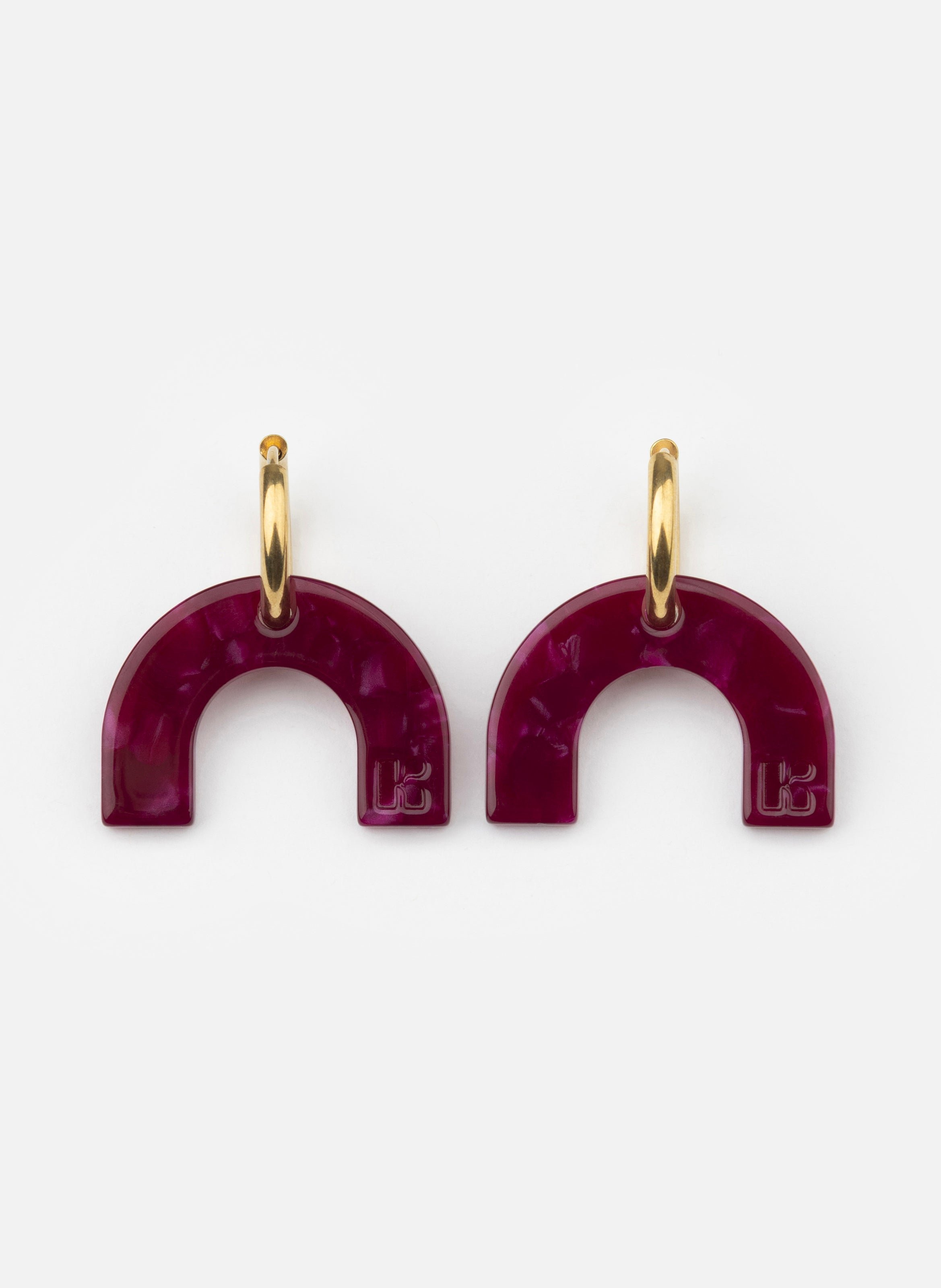 Boucles d'oreilles arc-en-ciel avec anneaux en acier inoxydable doré KURAGE GINZA Rouge