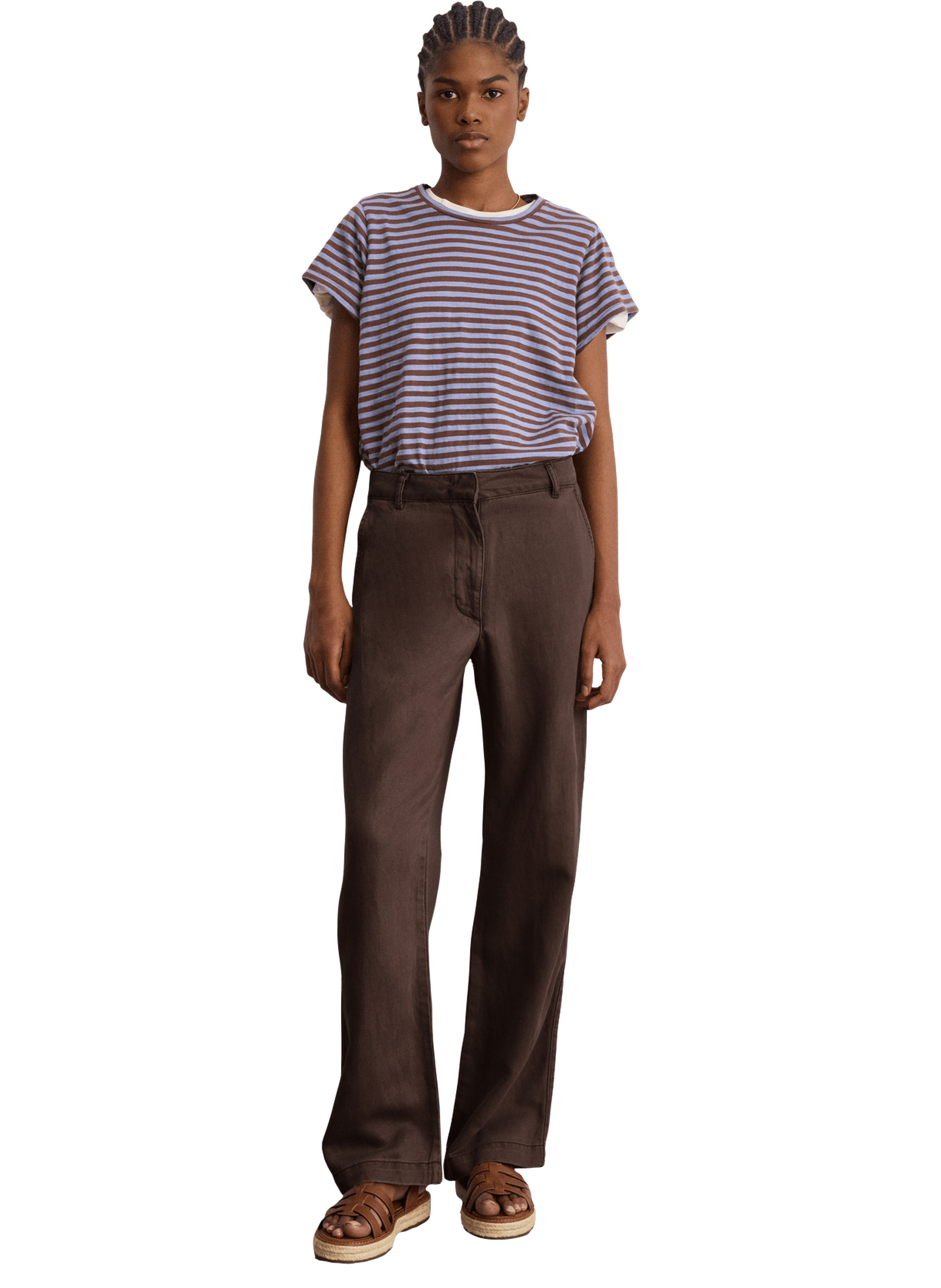 Pantalon fluide en lyocell et lin - bryana Marron
