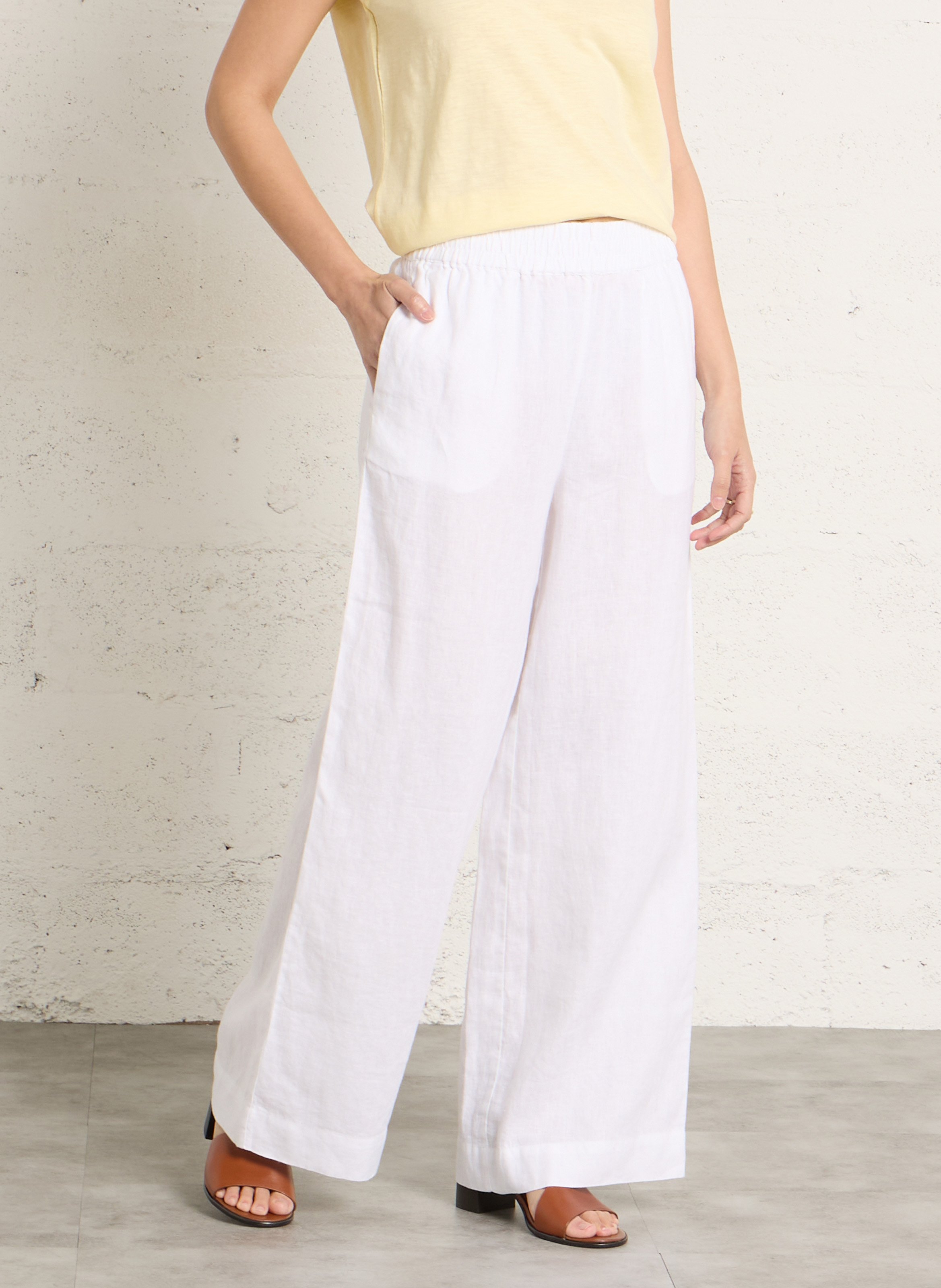 Pantalon large en lin tim MAISON 123 Blanc