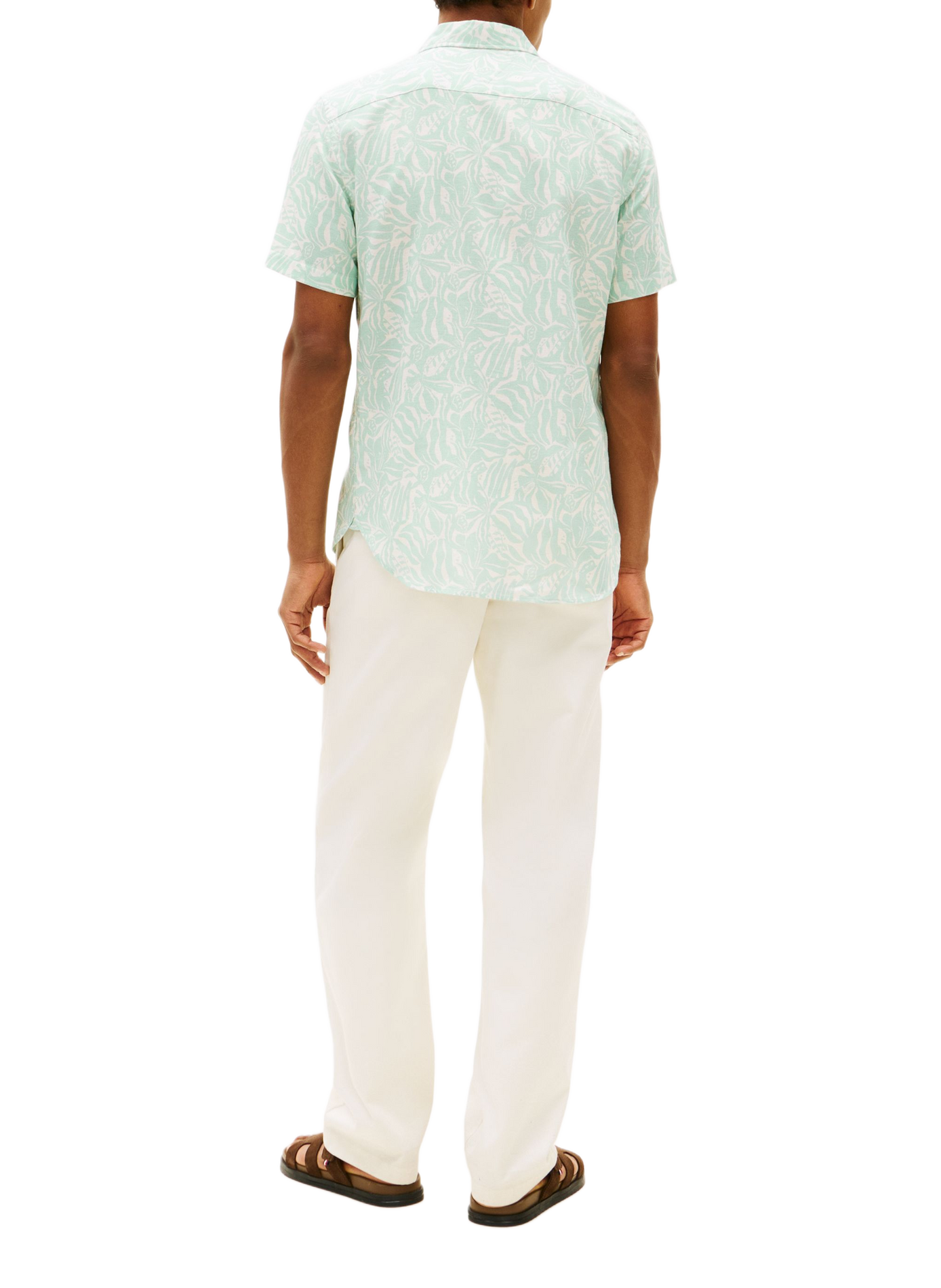 Chemise manches courtes à fleurs en coton et lin TOMMY HILFIGER Green