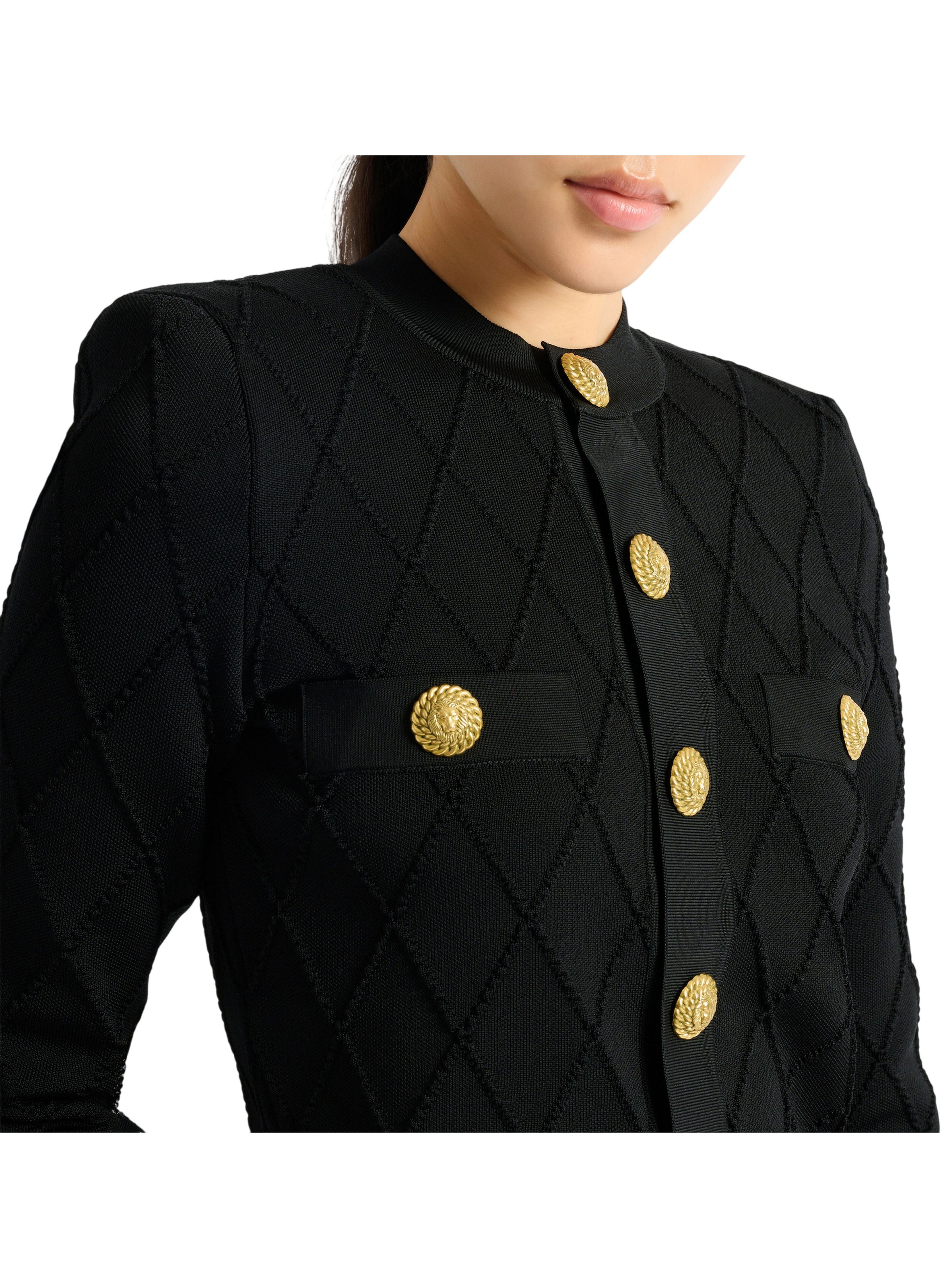 Cardigan court en maille BALMAIN Noir