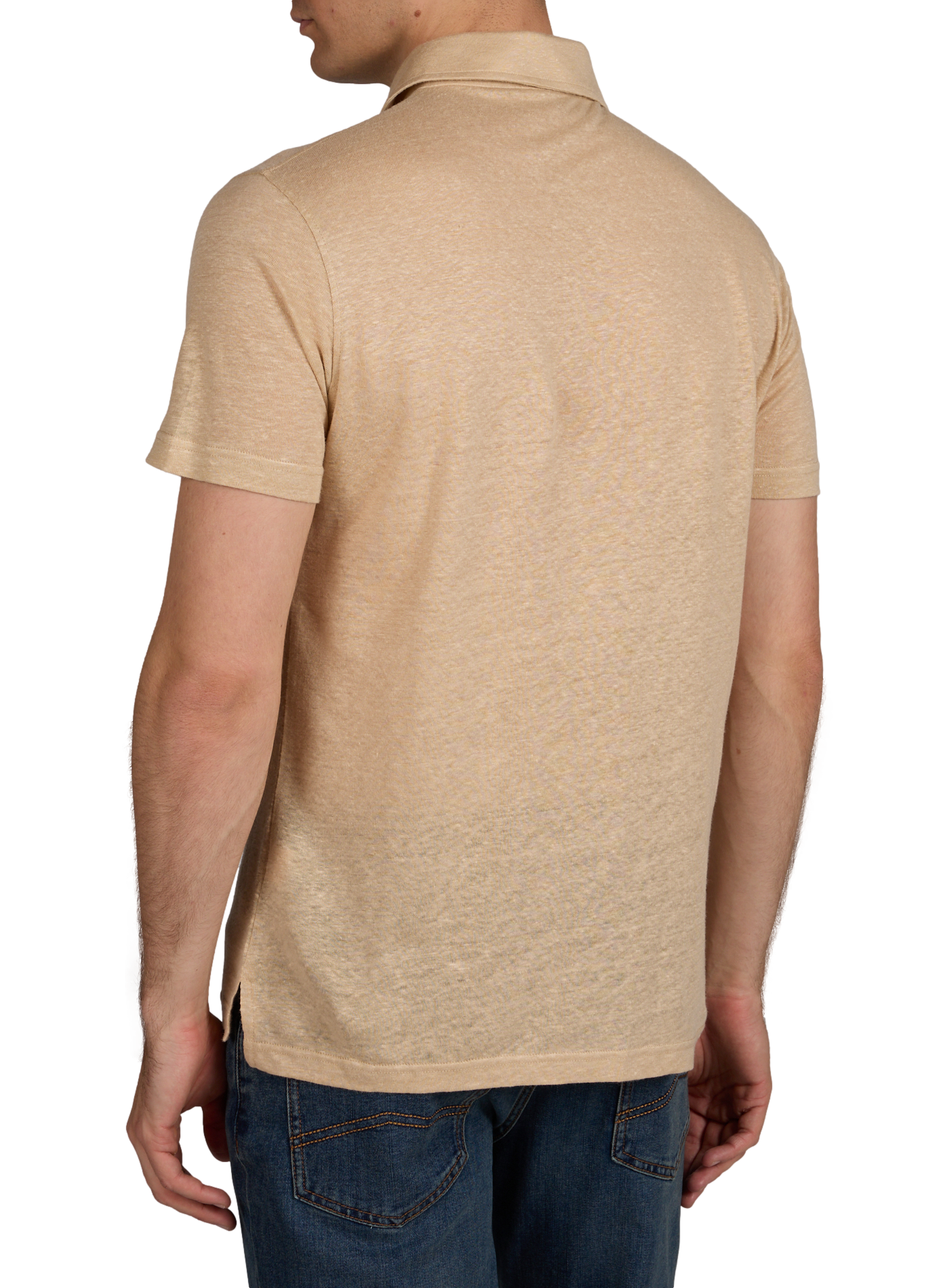 Polo à manches courtes en lin AURELIEN Beige