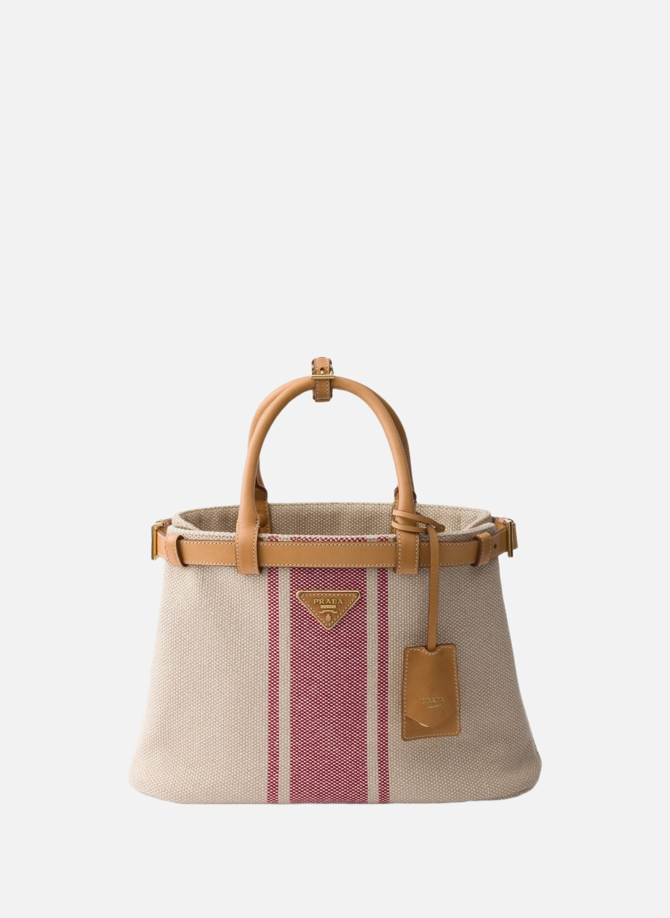 Petit sac prada buckle en toile et cuir PRADA Beige