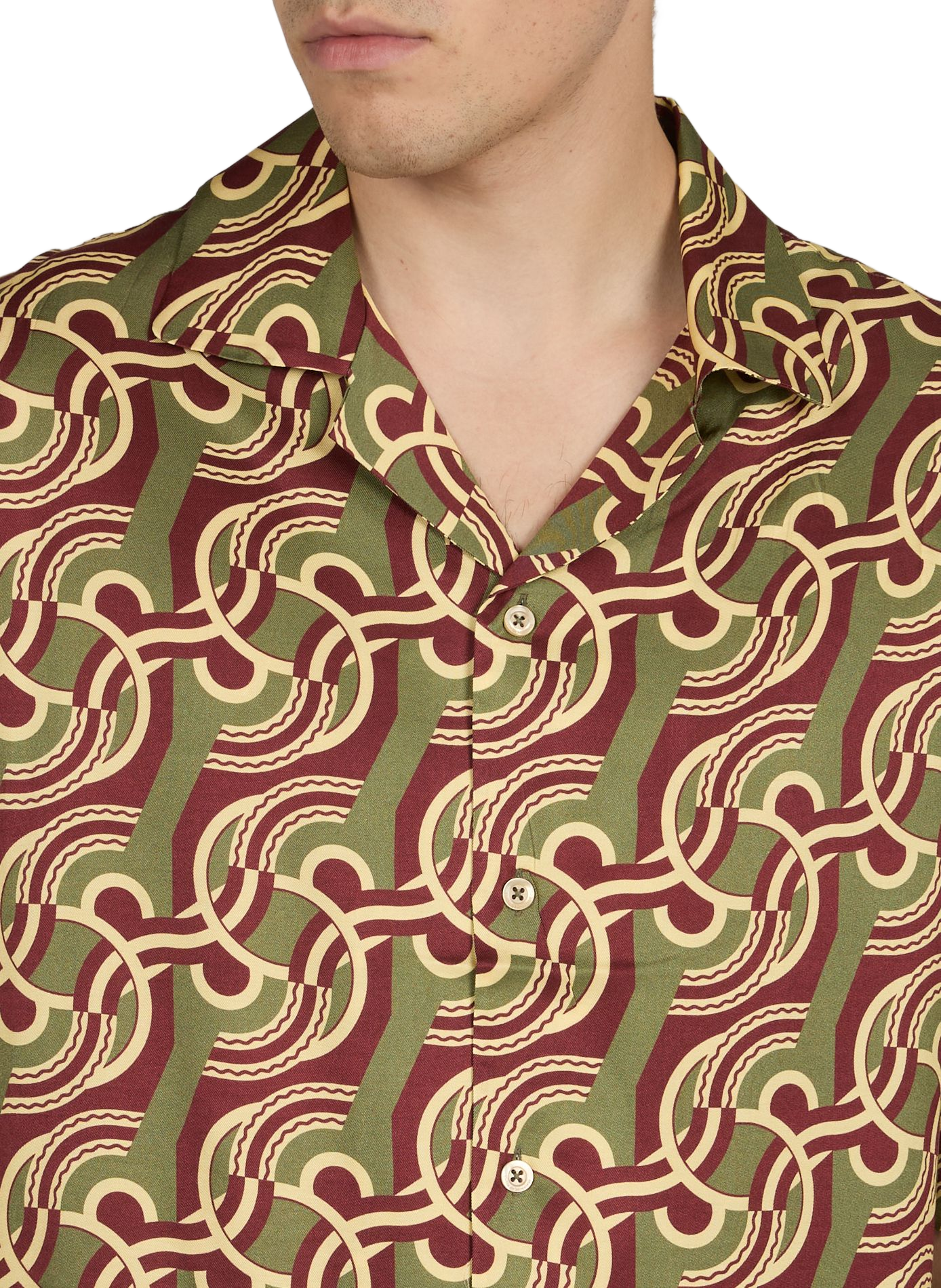 Short-sleeve Jacquard Link Shirt DROLE DE MONSIEUR Khaki