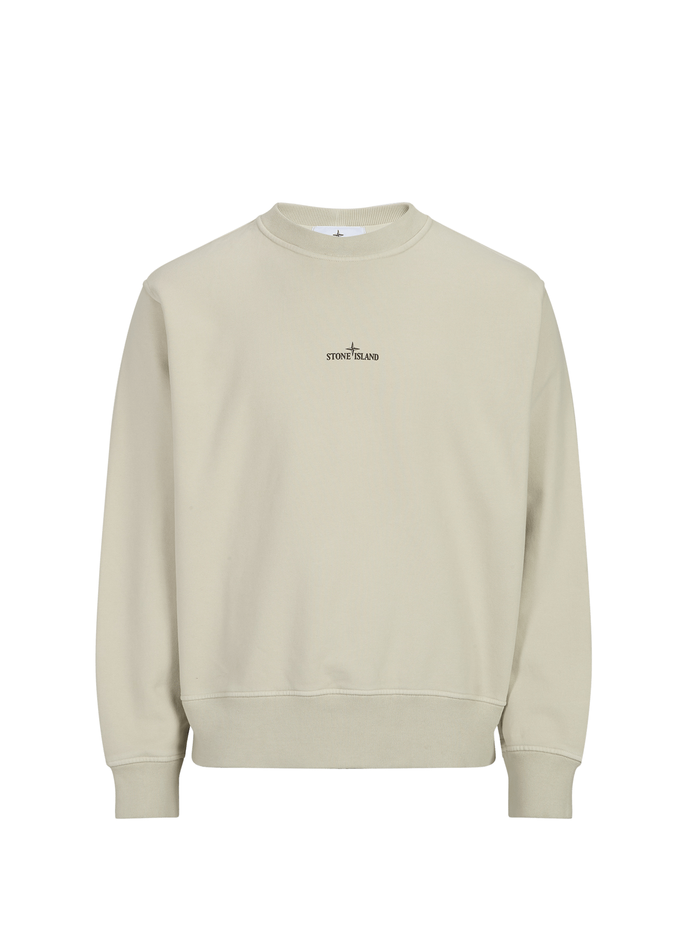 Gerade geschnittener Rundhalsausschnitt-Sweatshirt mit Baumwolldruck STONE ISLAND Beige