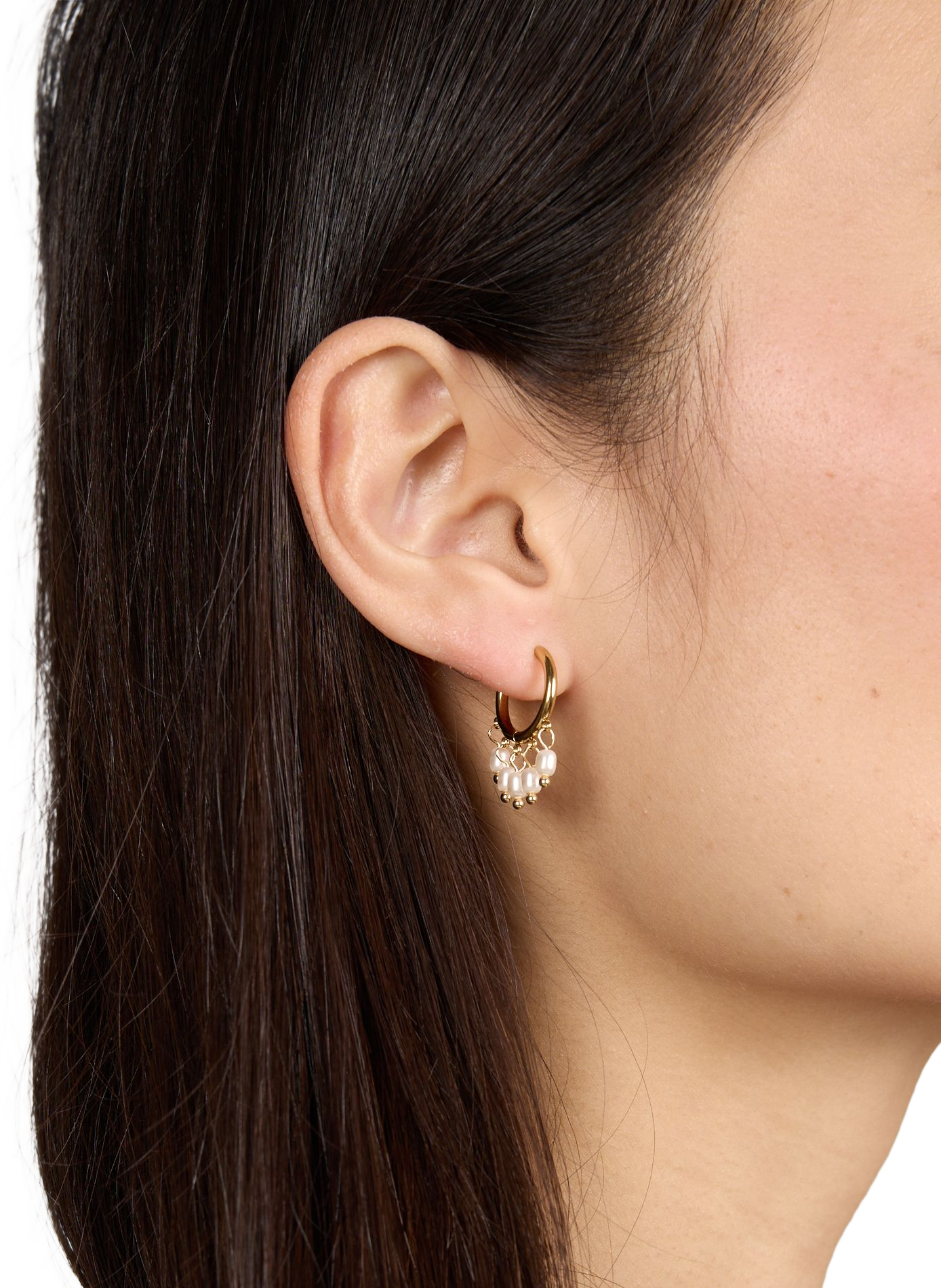 Small hoop earrings with beads AU PRINTEMPS PARIS Beige