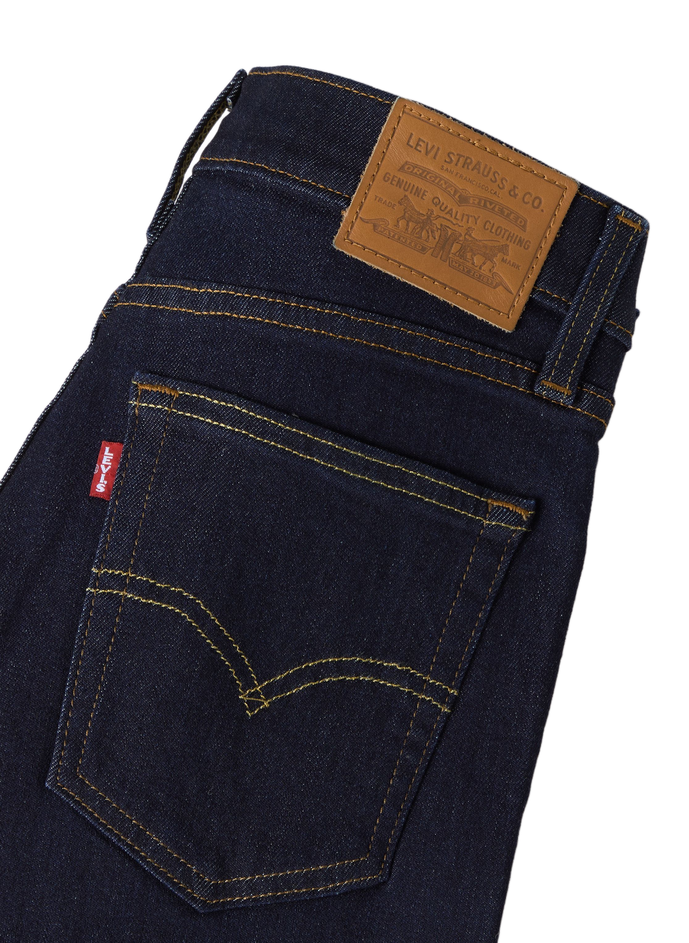 Slim jeans 722 met hoge taille van gemengd katoen LEVI'S Blauw