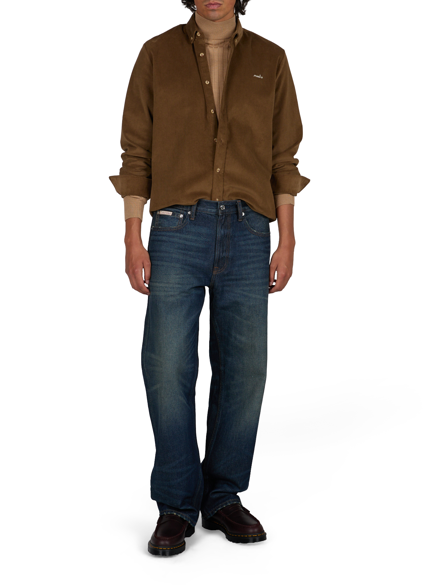 Straight classic collar shirt in blended cotton MAISON LABICHE Brown