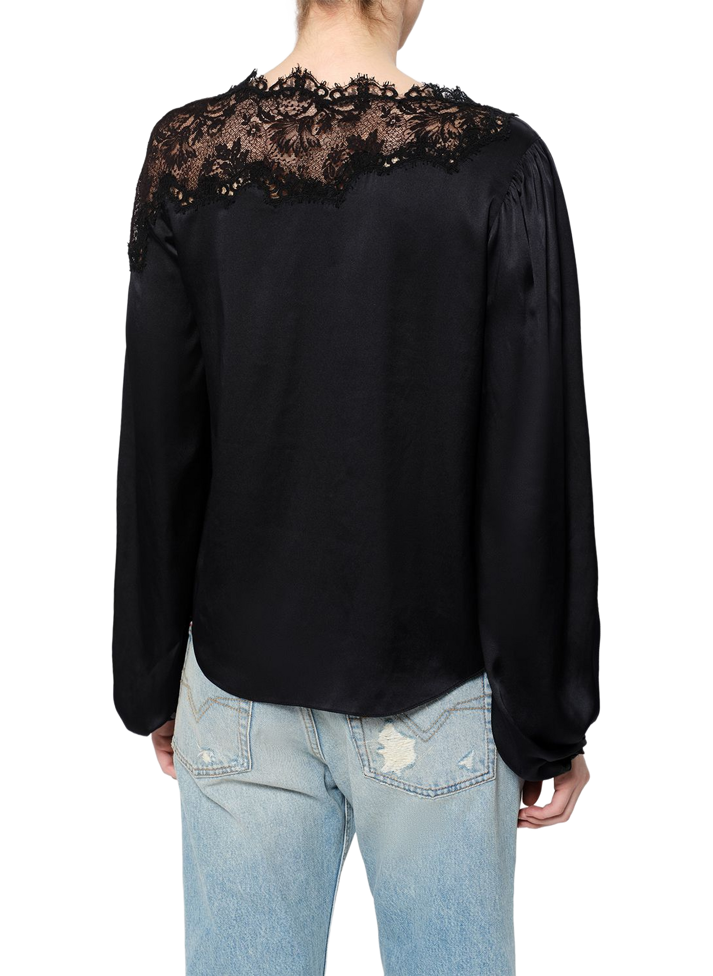 Blouse Azare van gemengde zijden kant ISABEL MARANT Zwart