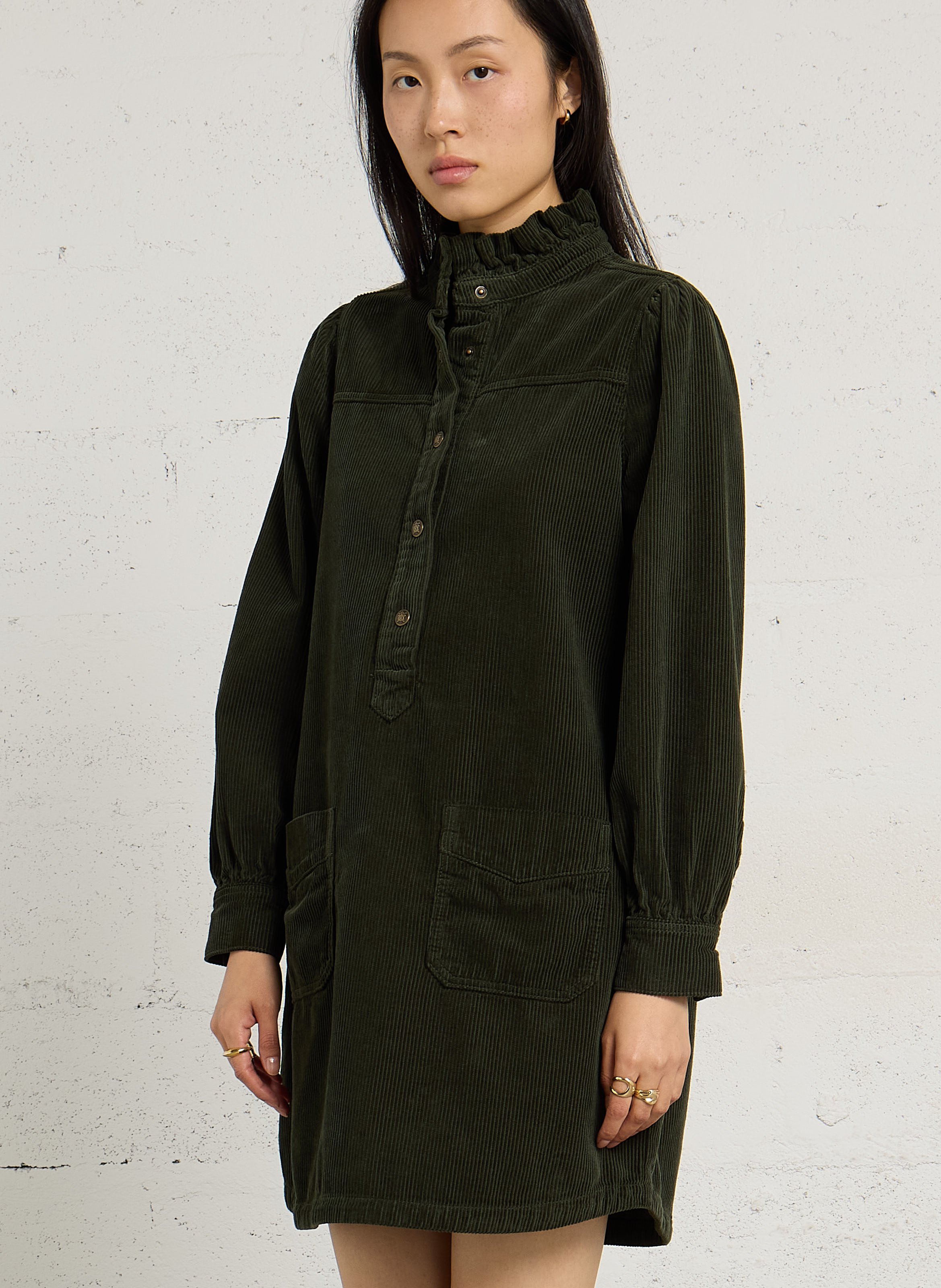 Robe droite côtelée en coton blake MAISON 123 Vert