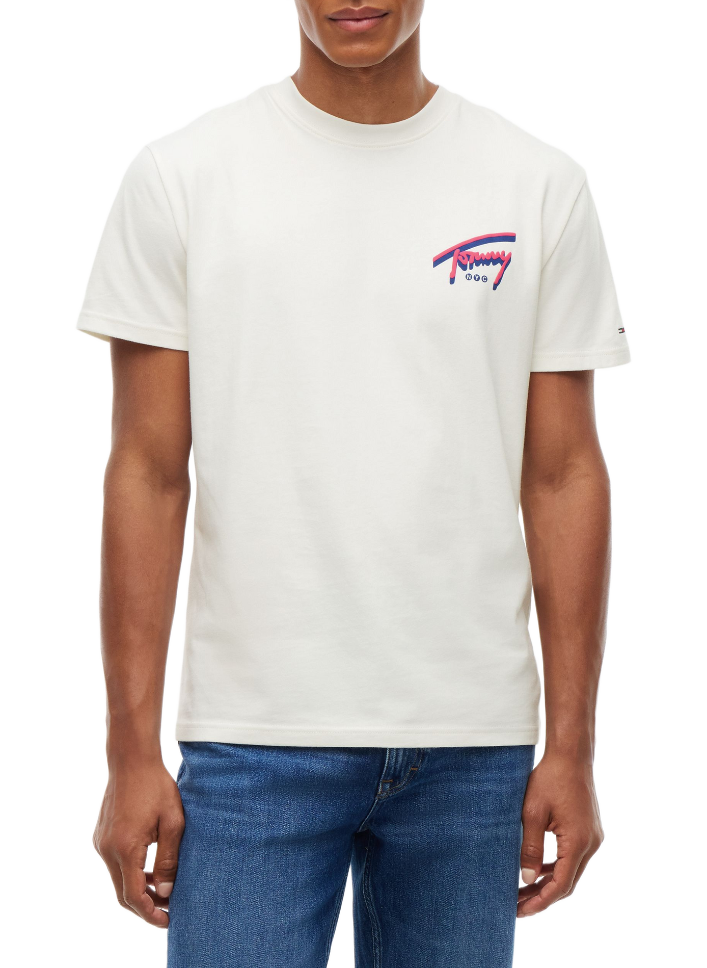 T-shirt droit col rond sérigraphié TOMMY HILFIGER Blanc