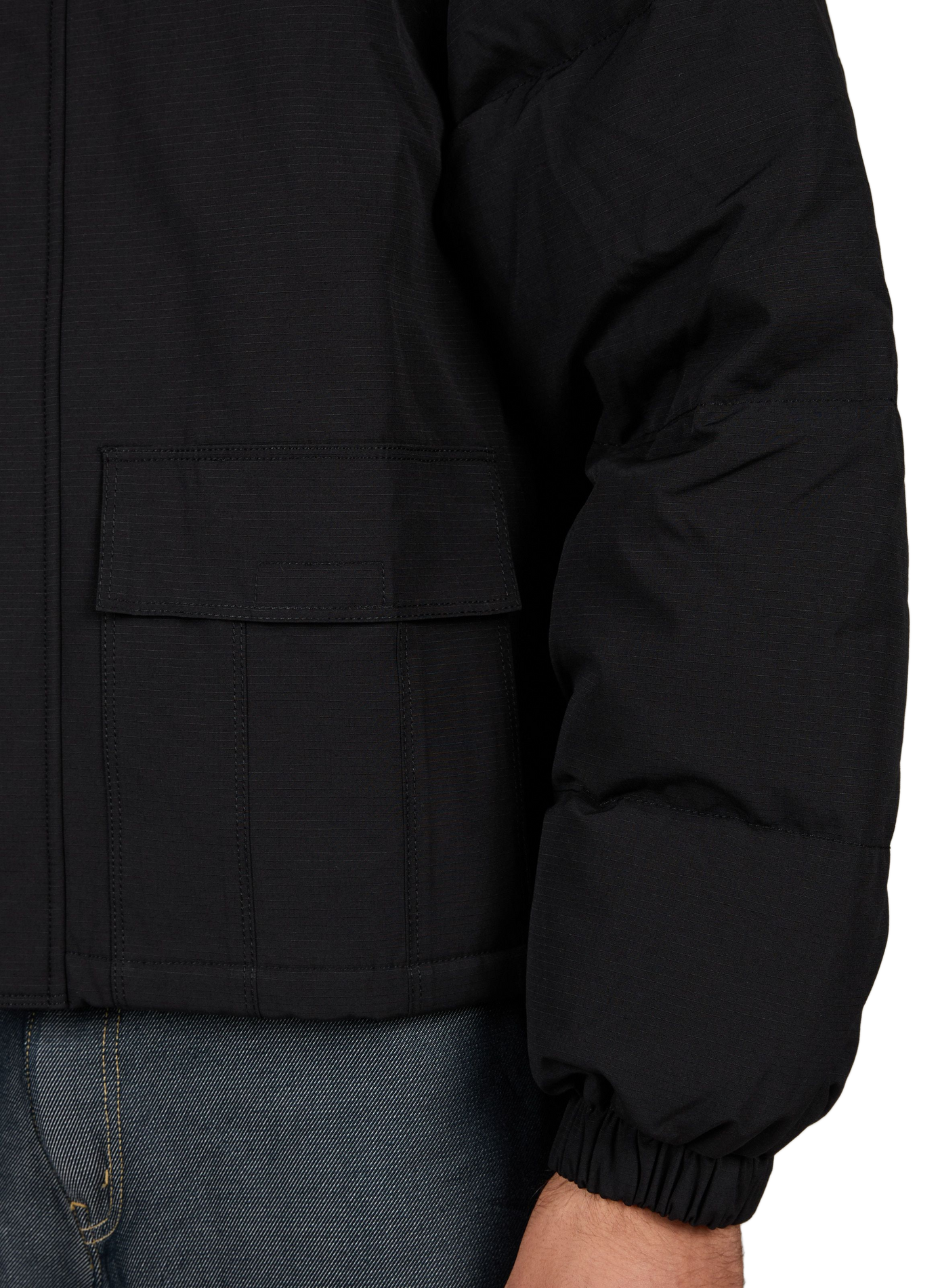 Weite Reed Jacke mit Stehkragen und abnehmbaren Ärmeln aus Baumwollmischung CARRER Schwarz