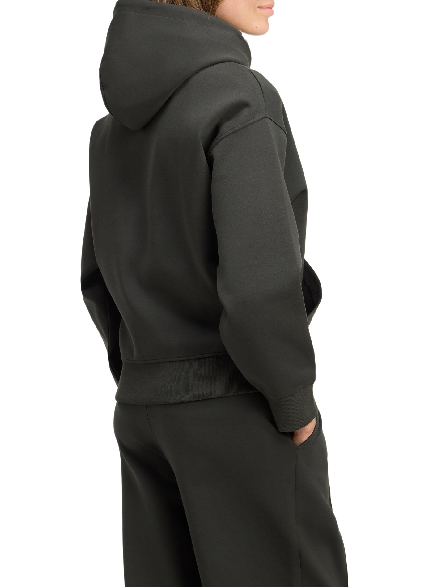 Sweat col capuche en coton mélangé EDEN PARK Kaki
