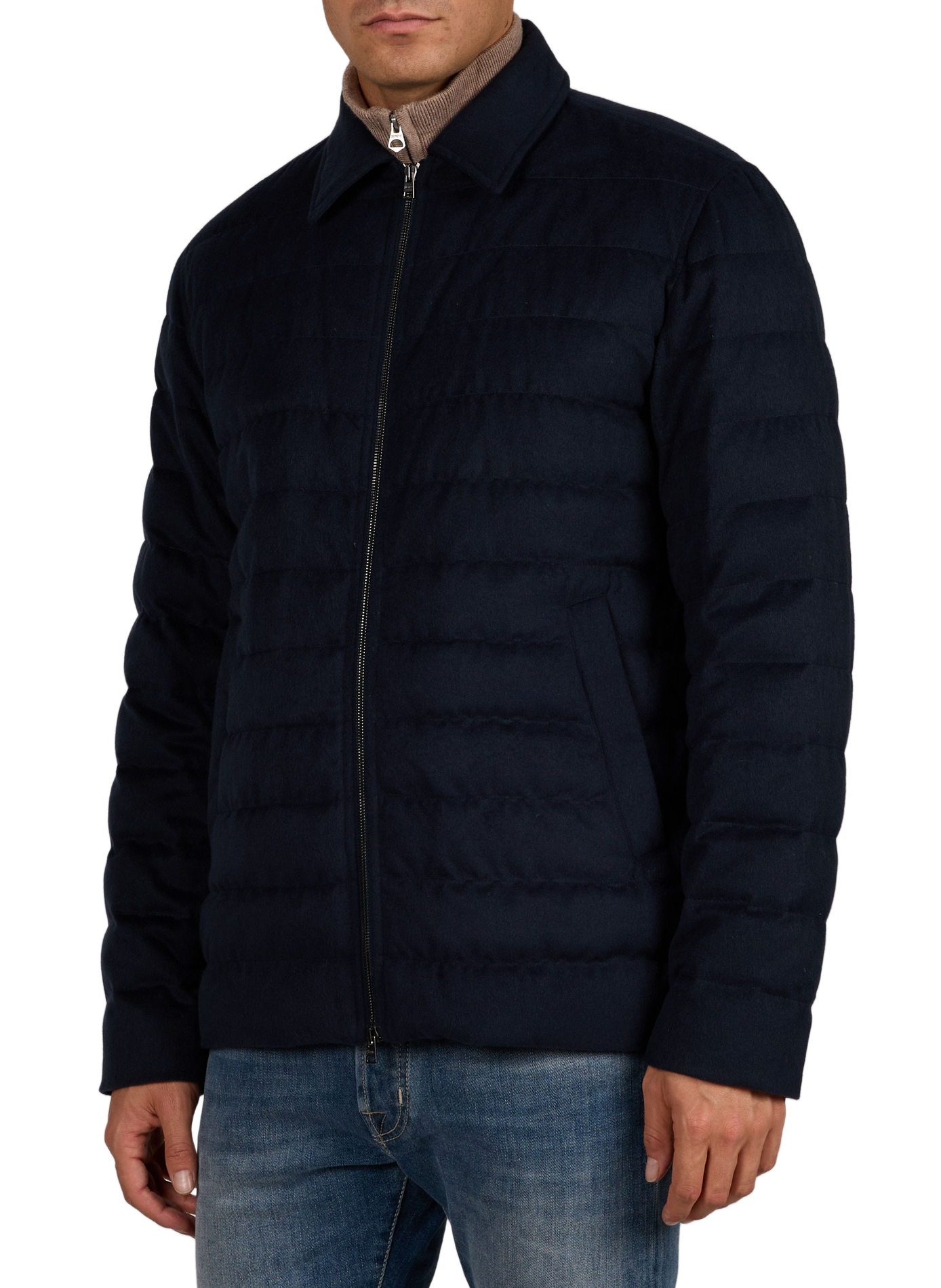 Straight quilted-look jacket HERNO Blue