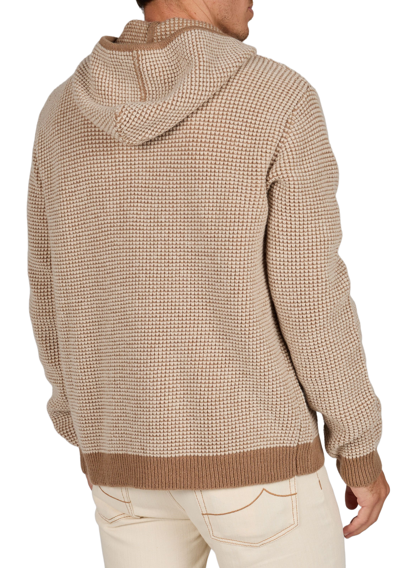 Gerade geschnittene Kapuzen-Strickjacke mit Reißverschluss KNOWLEDGE COTTON Grau