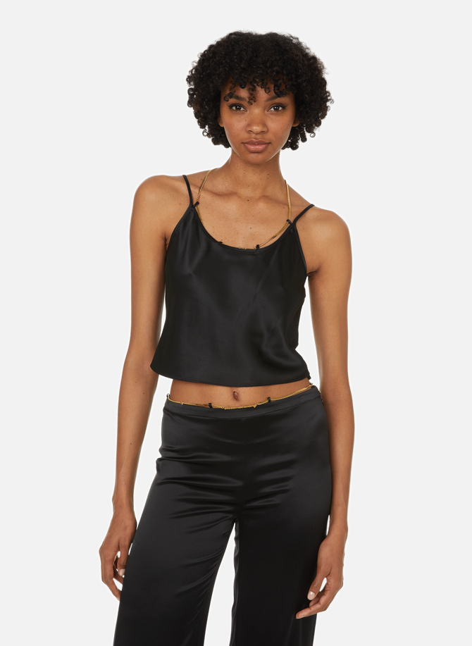 T by Alexander Wang Black Cropped Ruched Tank Top