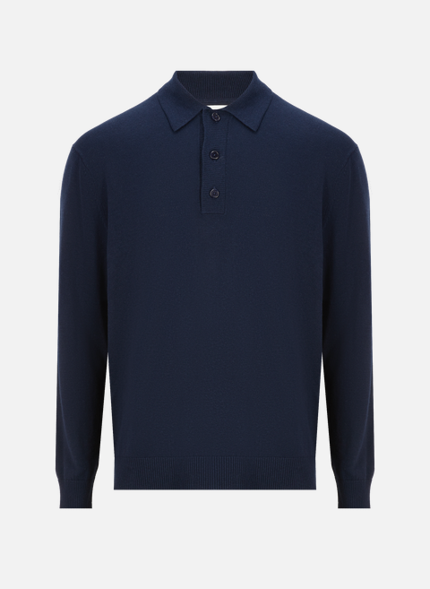 Blue cotton and linen polo collar sweater SEASON 1865 