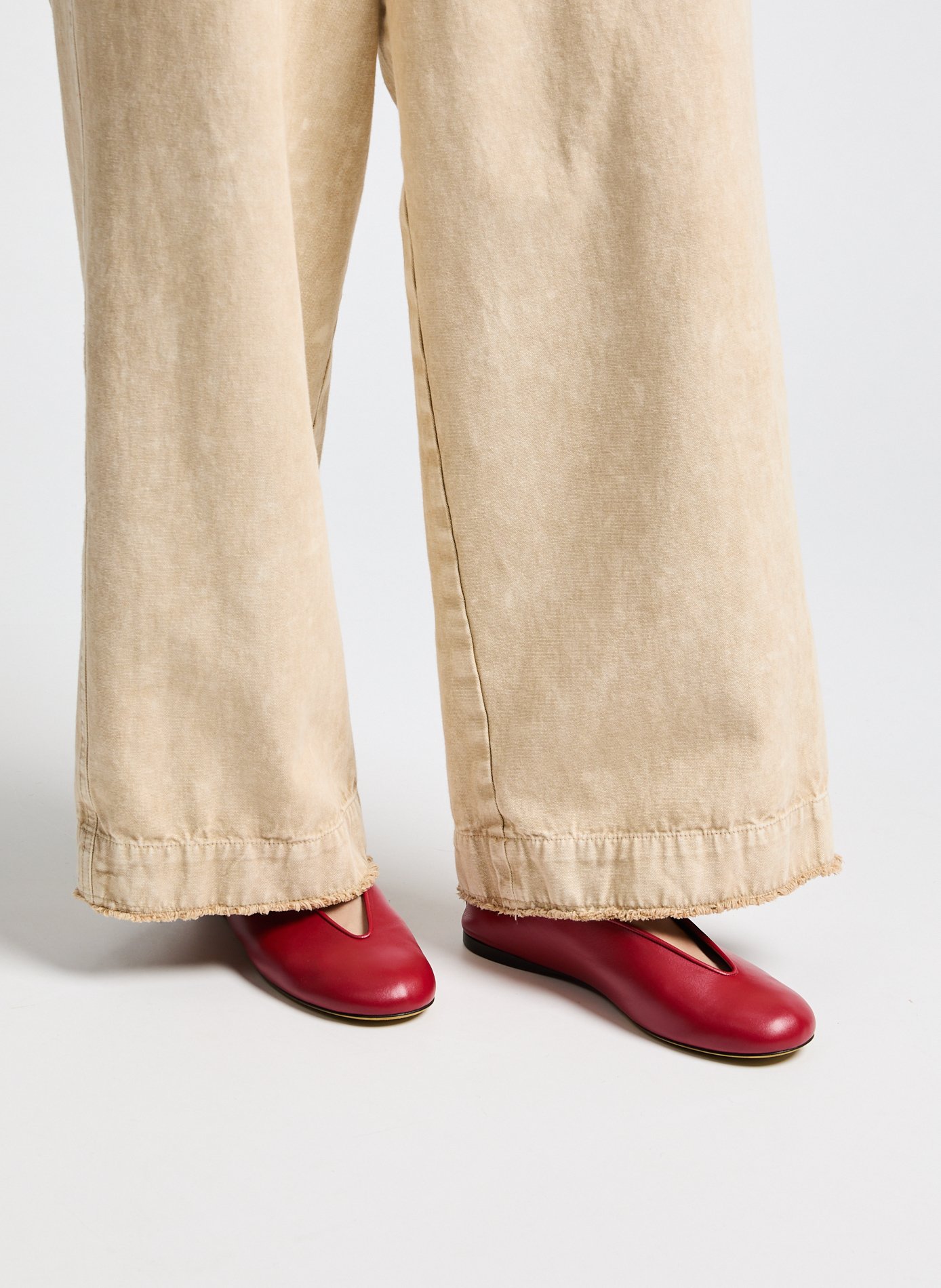 Sheepskin leather ballet flats MOSCHINO Red