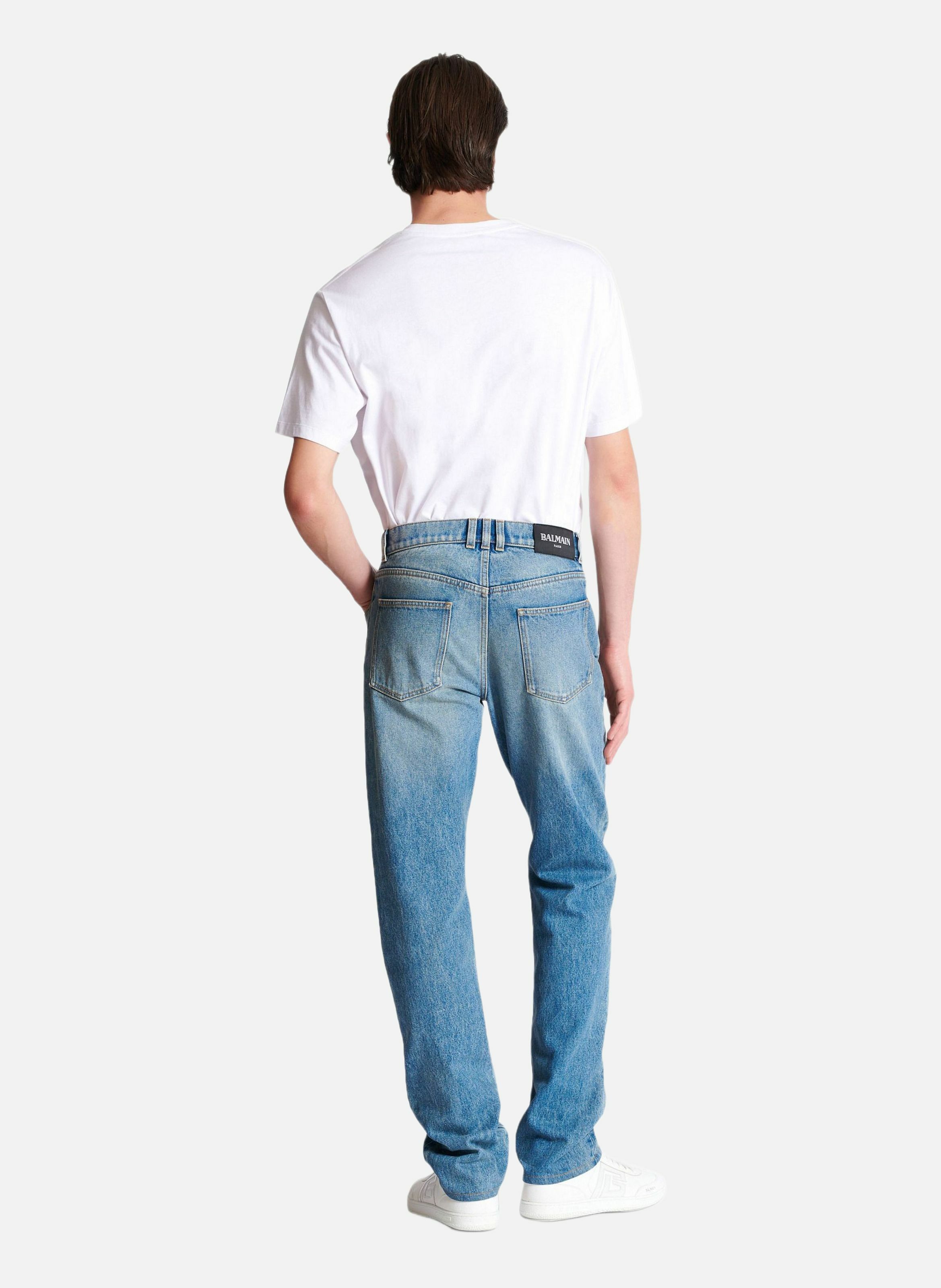Jean regular en denim BALMAIN Bleu