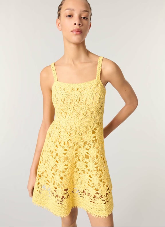 Robe courte crochet à bretelles Jaune by MAJE MAJE Robe courte crochet à bretelles Jaune