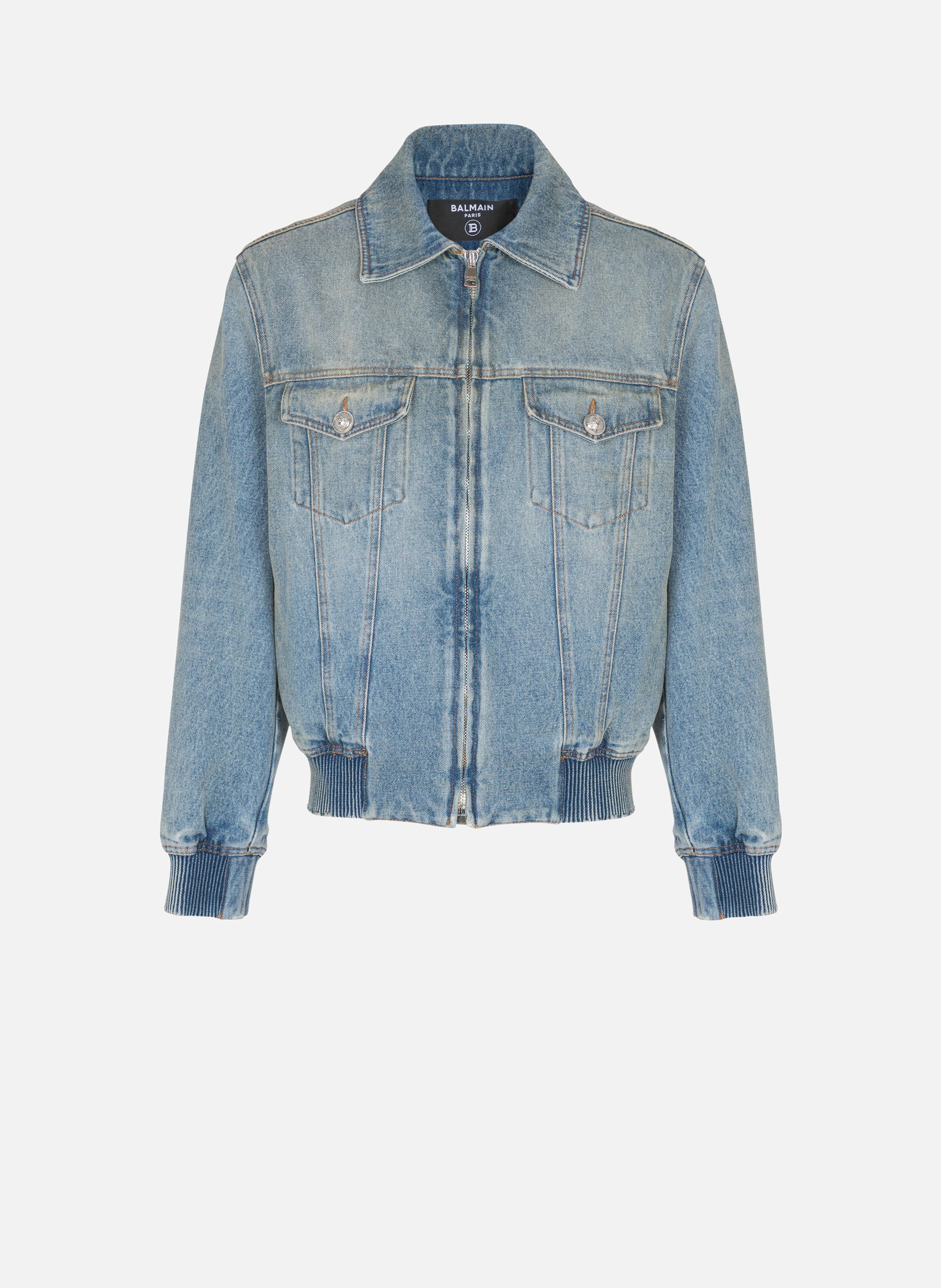 Veste en denim blue doublée BALMAIN Bleu