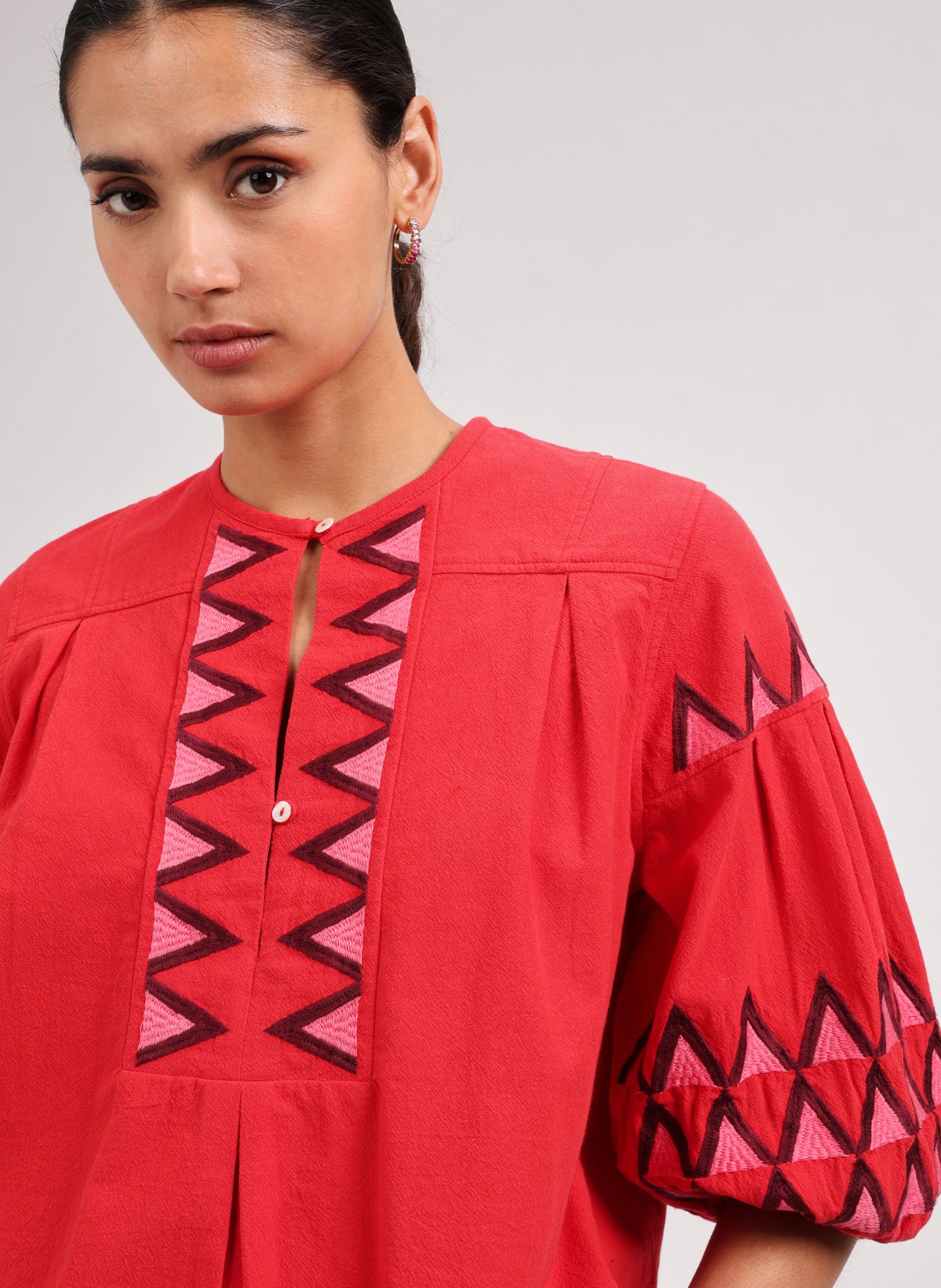 Cotton Blouse LEON & HARPER Red