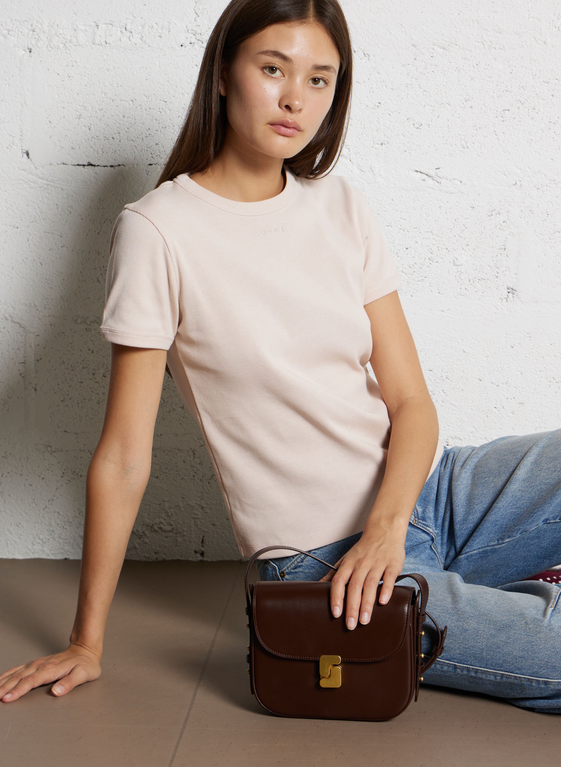 Sac bandoulière en cuir bellissima mini SOEUR Marron