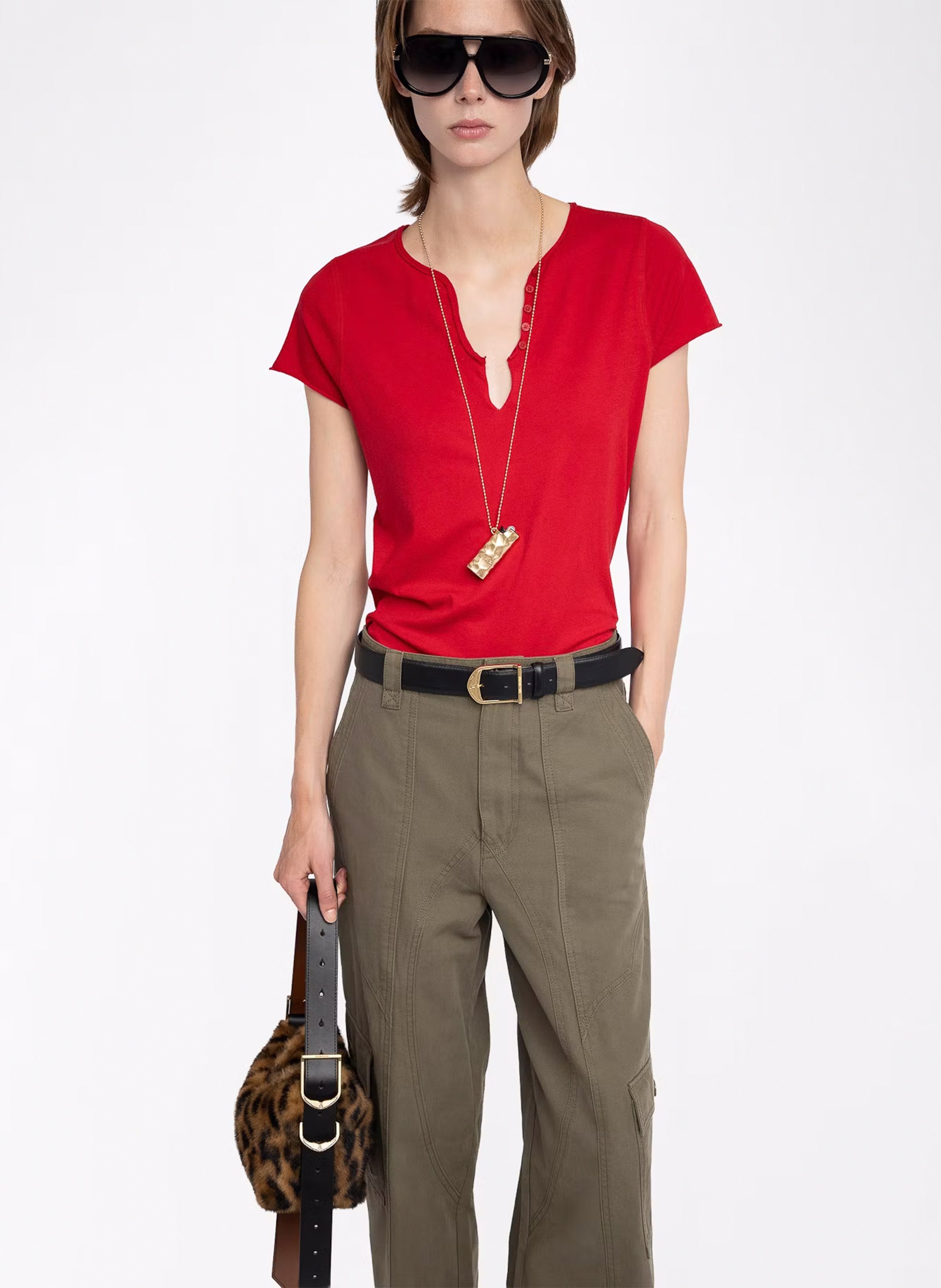 ZADIG&VOLTAIRE Tee-shirt droit en coton bio tuni Rouge
