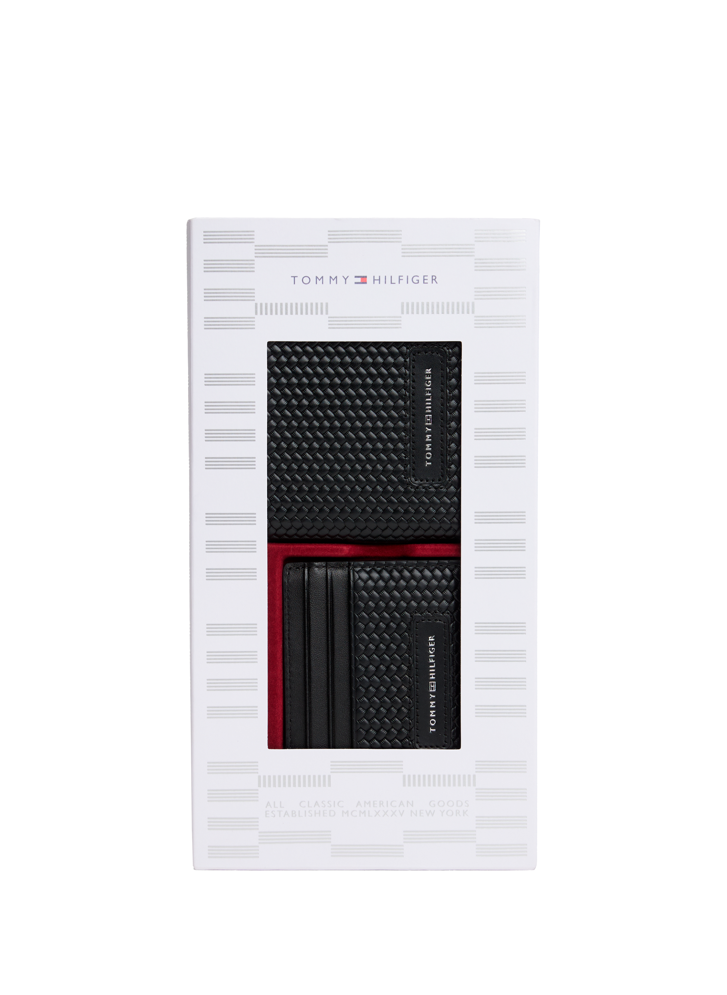 Ensemble portefeuille et porte-cartes en cuir TOMMY HILFIGER Noir