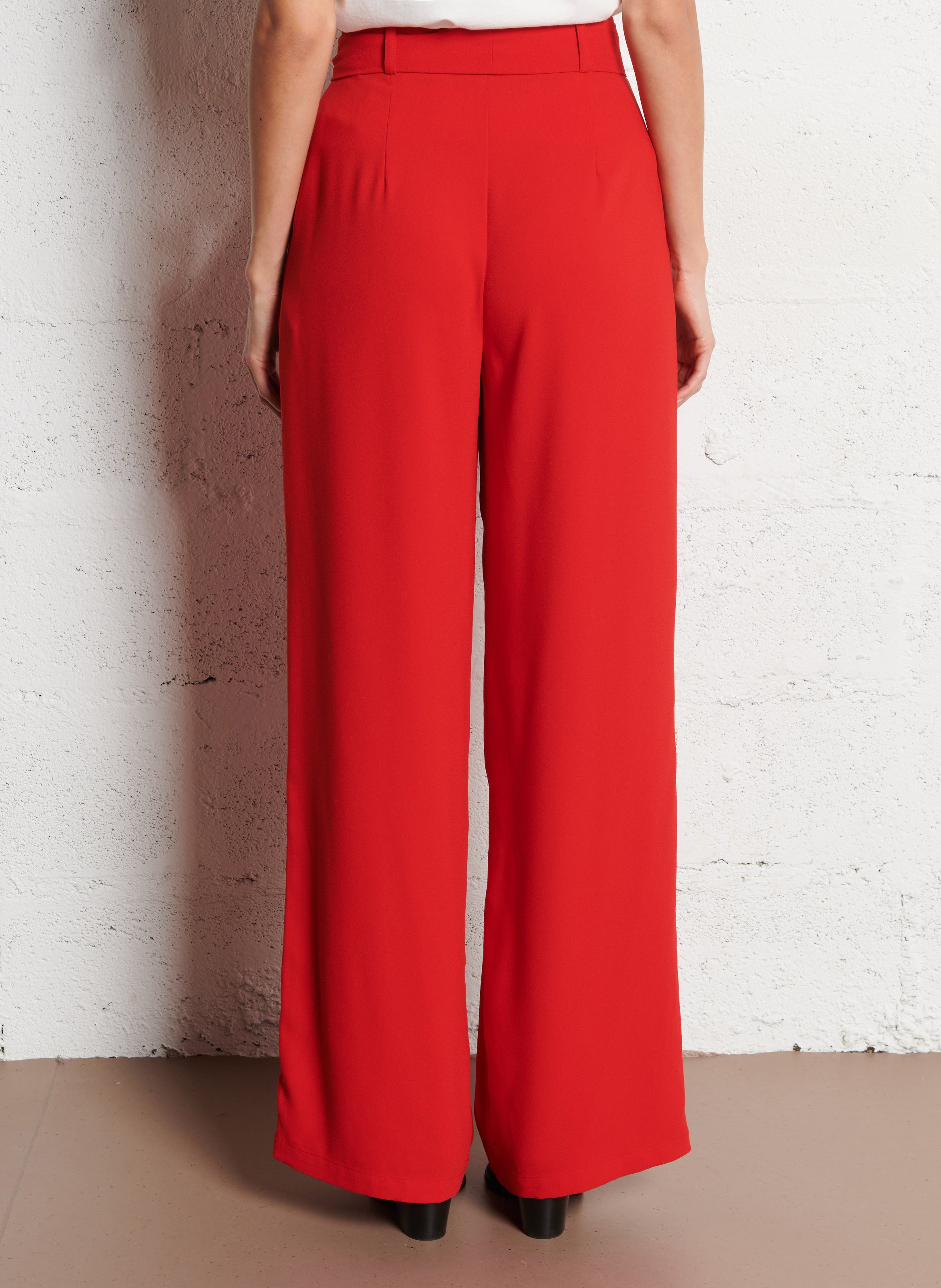 Pantalon large taille haute IKKS Rouge