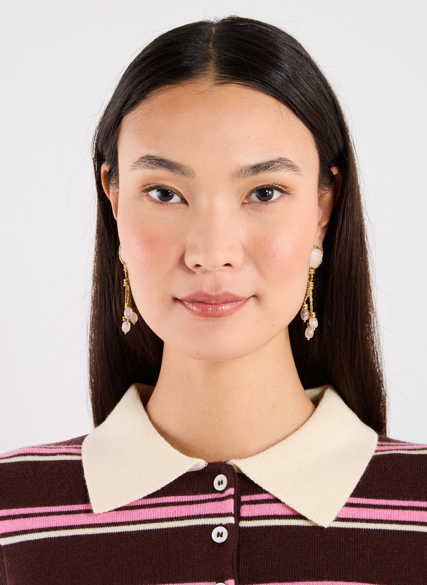 Boucles d'oreilles Miki quatrz rose AURELIE BIDERMANN Rose