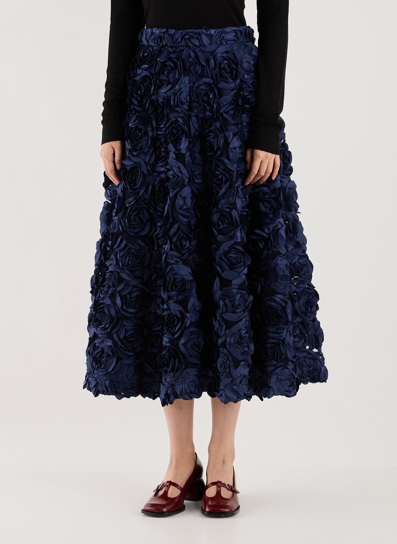 ROTATE Floral print flowy midi skirt Blue
