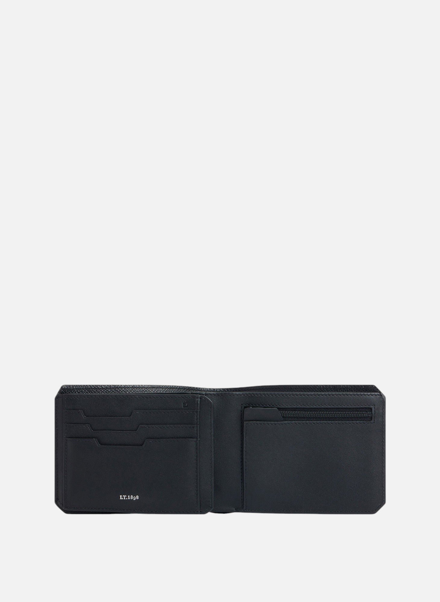 Portefeuille horizontal 2 volets gaston en cuir grain croisé LE TANNEUR Noir