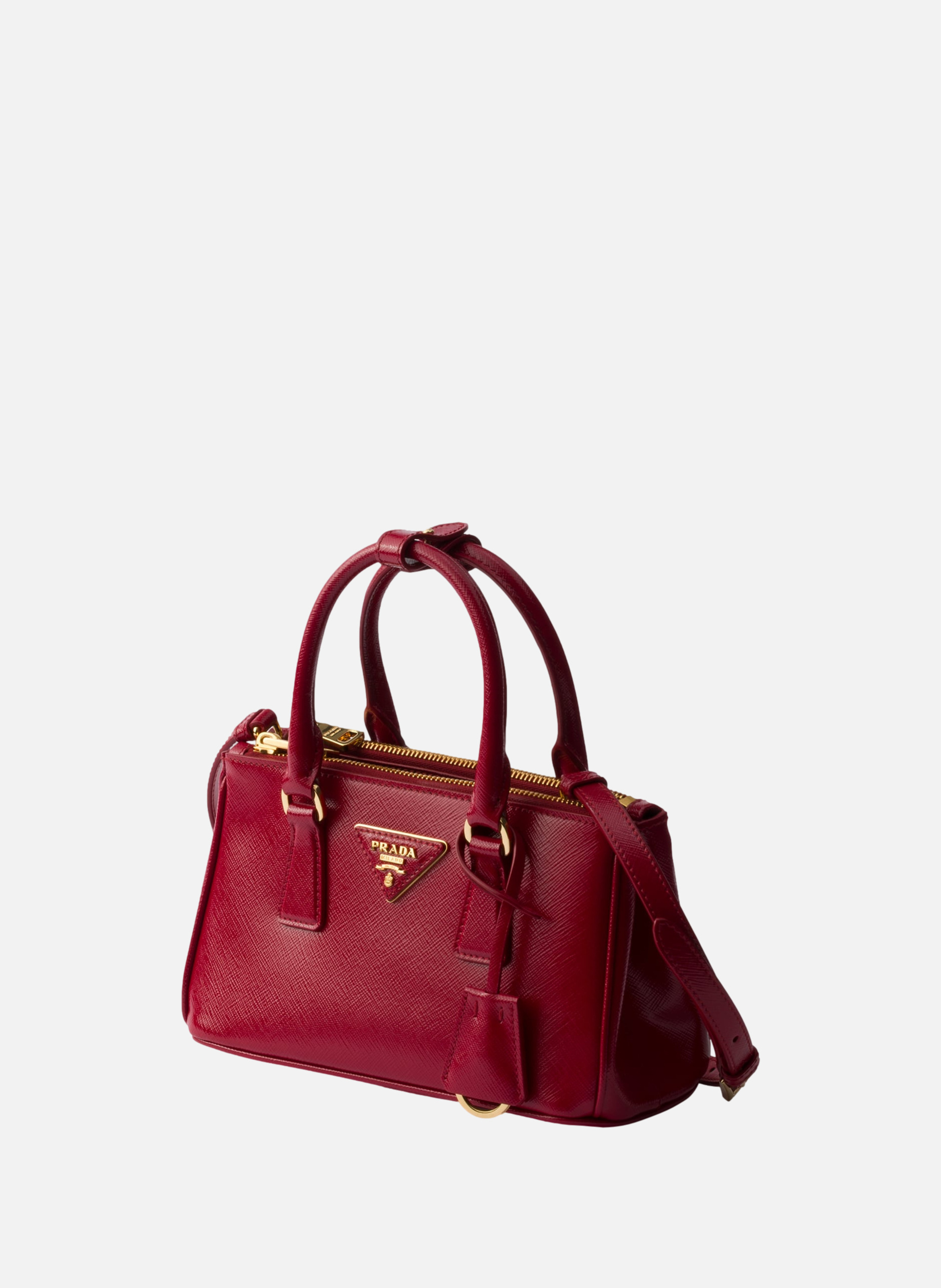 Mini sac prada galleria en cuir saffiano verni PRADA Rouge