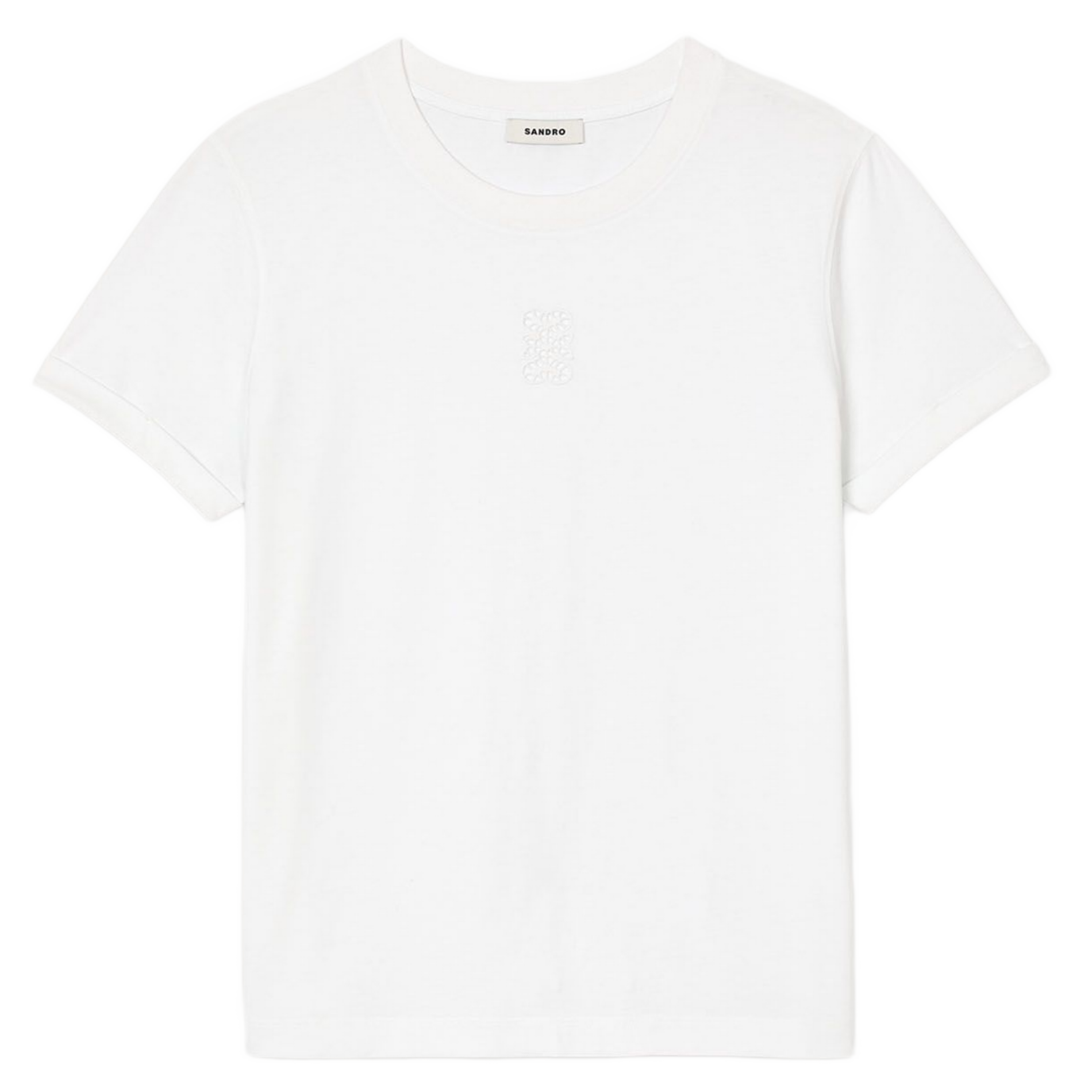 Tee-shirt droit col rond en coton SANDRO Blanc