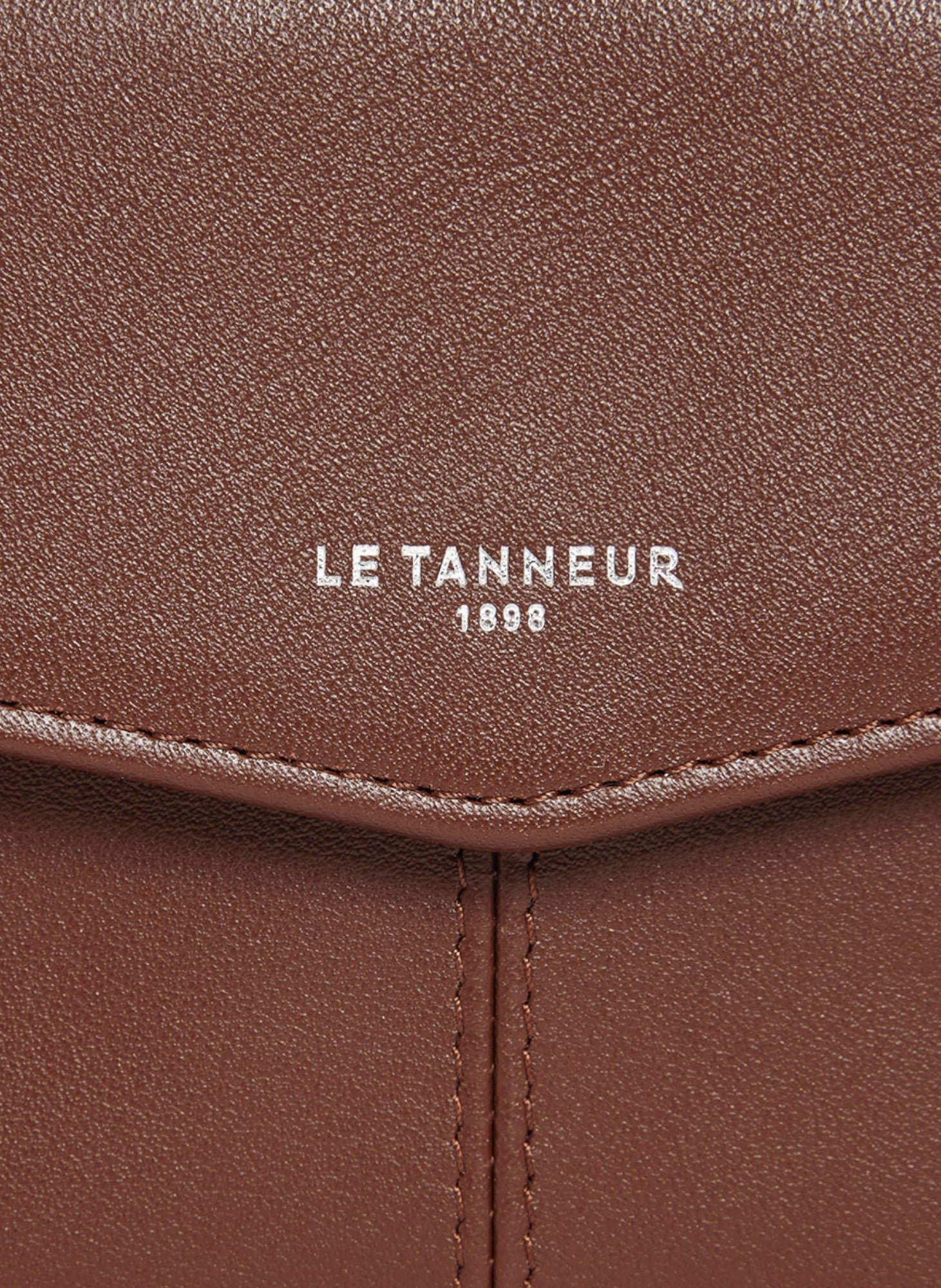 Pochette enveloppe moyen modèle charlotte en cuir lisse LE TANNEUR Marron