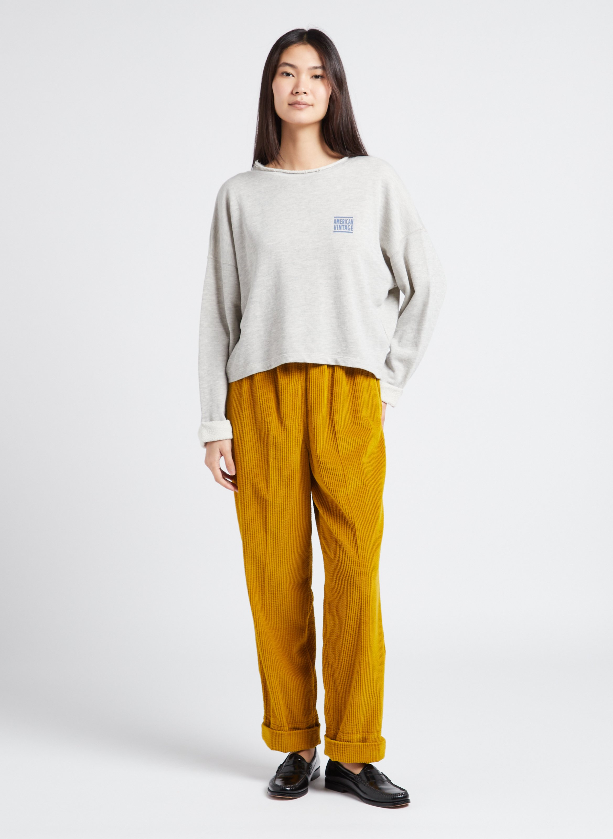 Sweat col rond en coton mélangé zofbay AMERICAN VINTAGE Gris