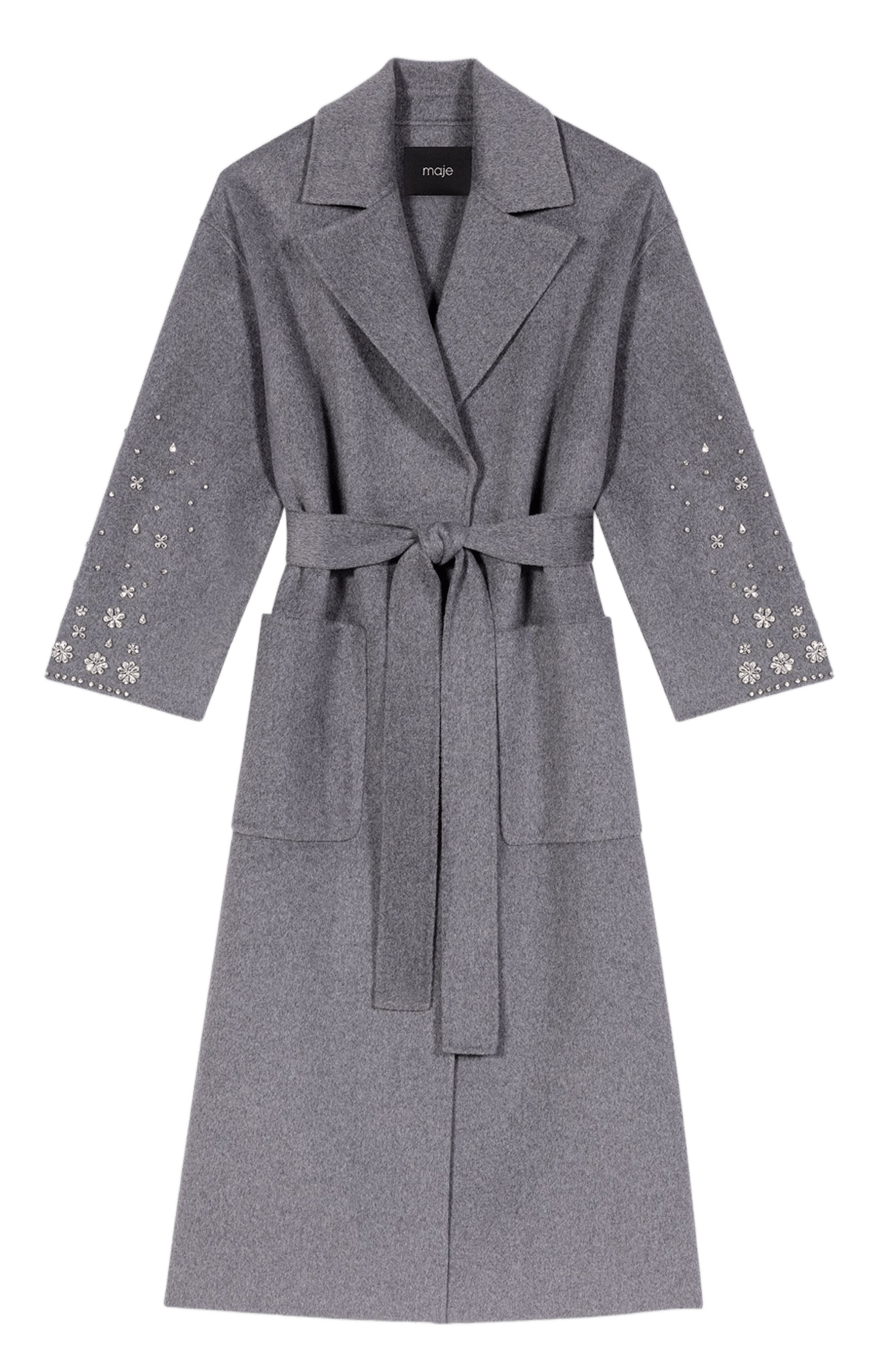 Manteau col tailleur en laine mélngée MAJE Gris